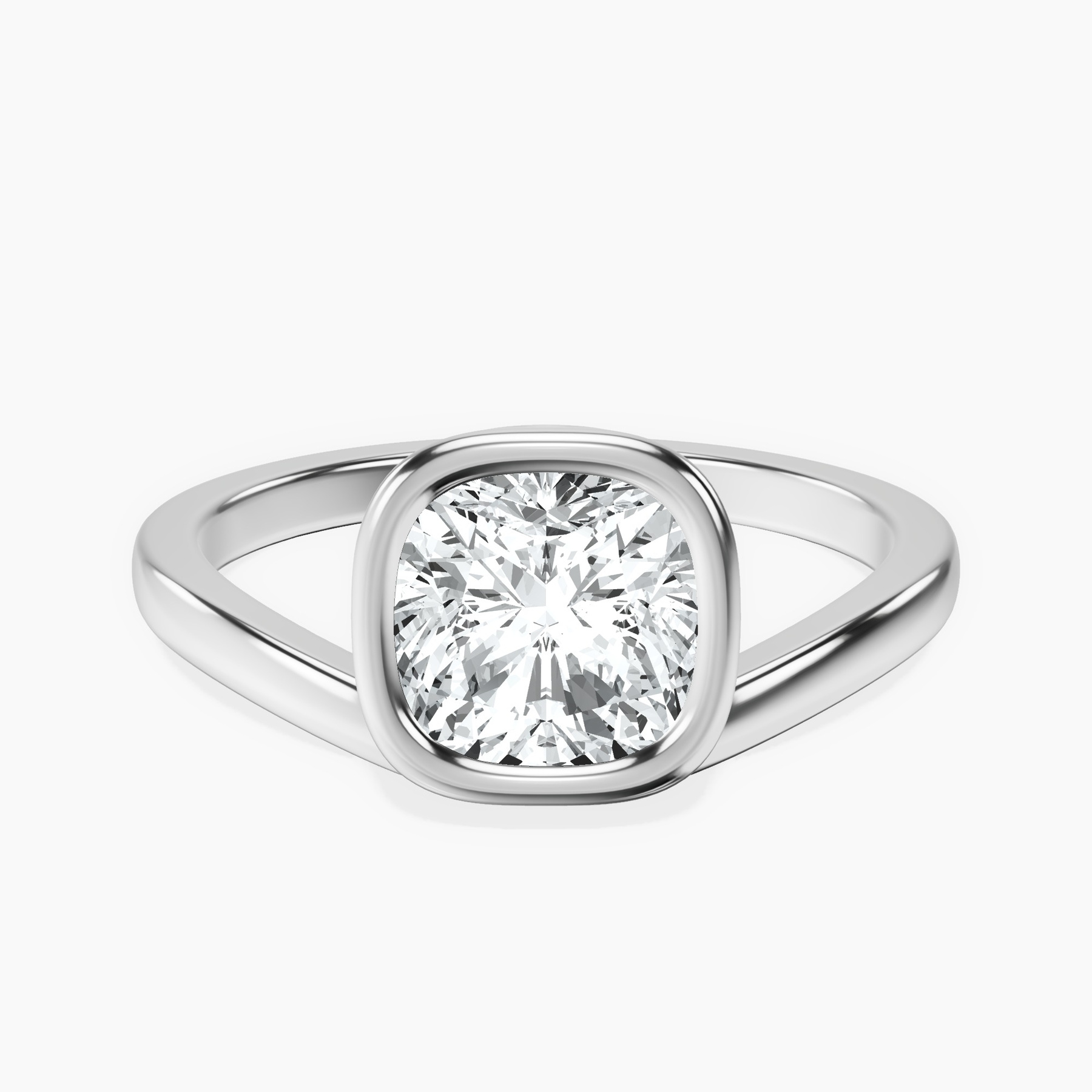 Platinum Bezel Crest Solitaire Lab Diamond Ring rtr top