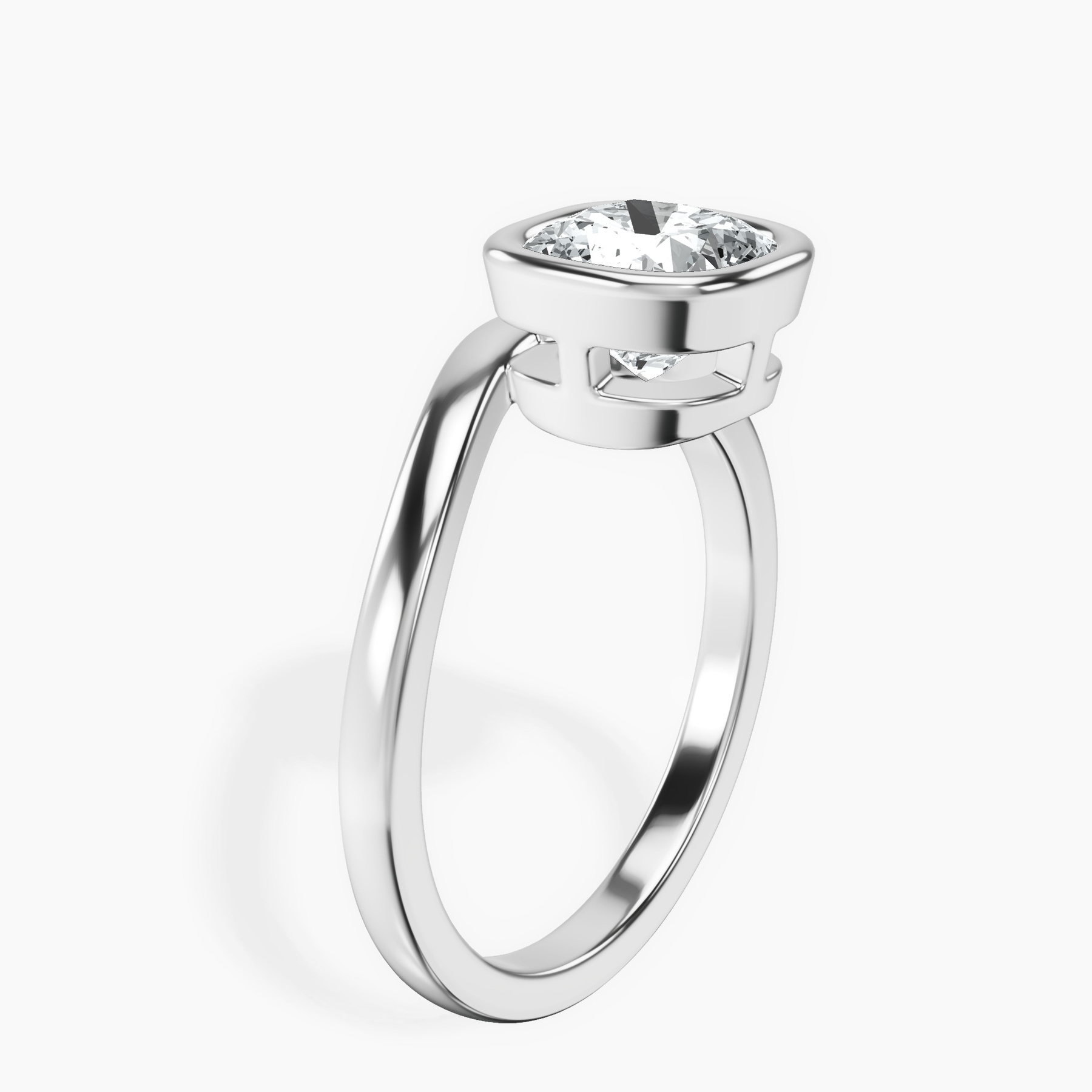 Platinum Bezel Crest Solitaire Lab Diamond Ring standing product image one