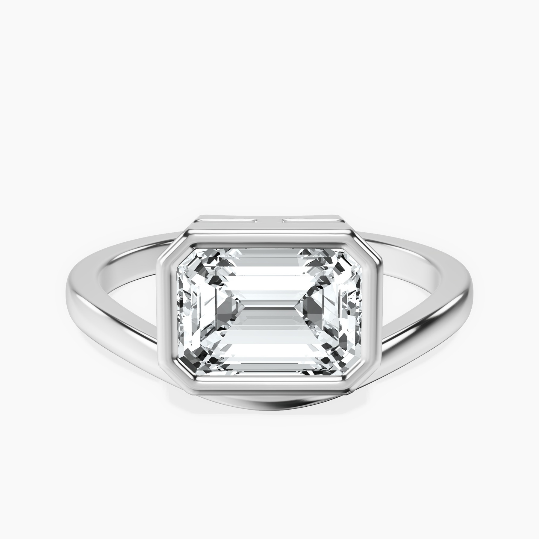 Platinum Bezel Crest Solitaire Lab Diamond Ring rtr top