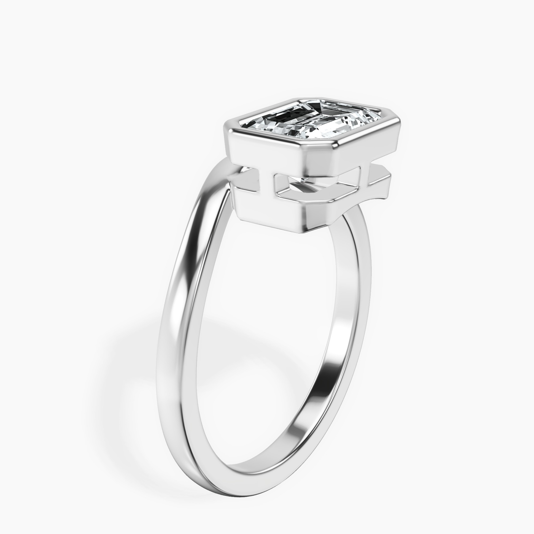 Platinum Bezel Crest Solitaire Lab Diamond Ring standing product image one