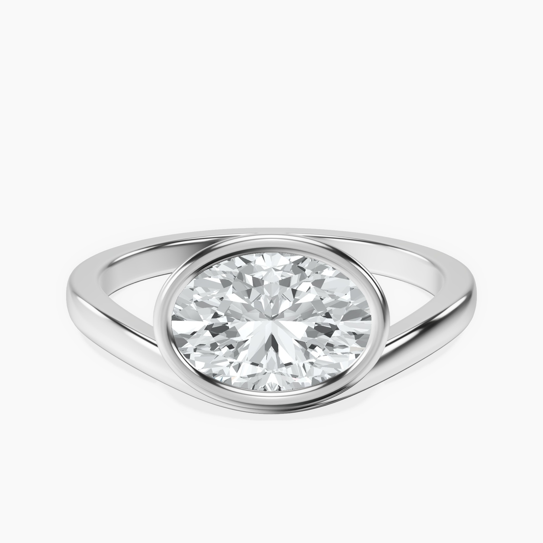 Platinum Bezel Crest Solitaire Lab Diamond Ring rtr top