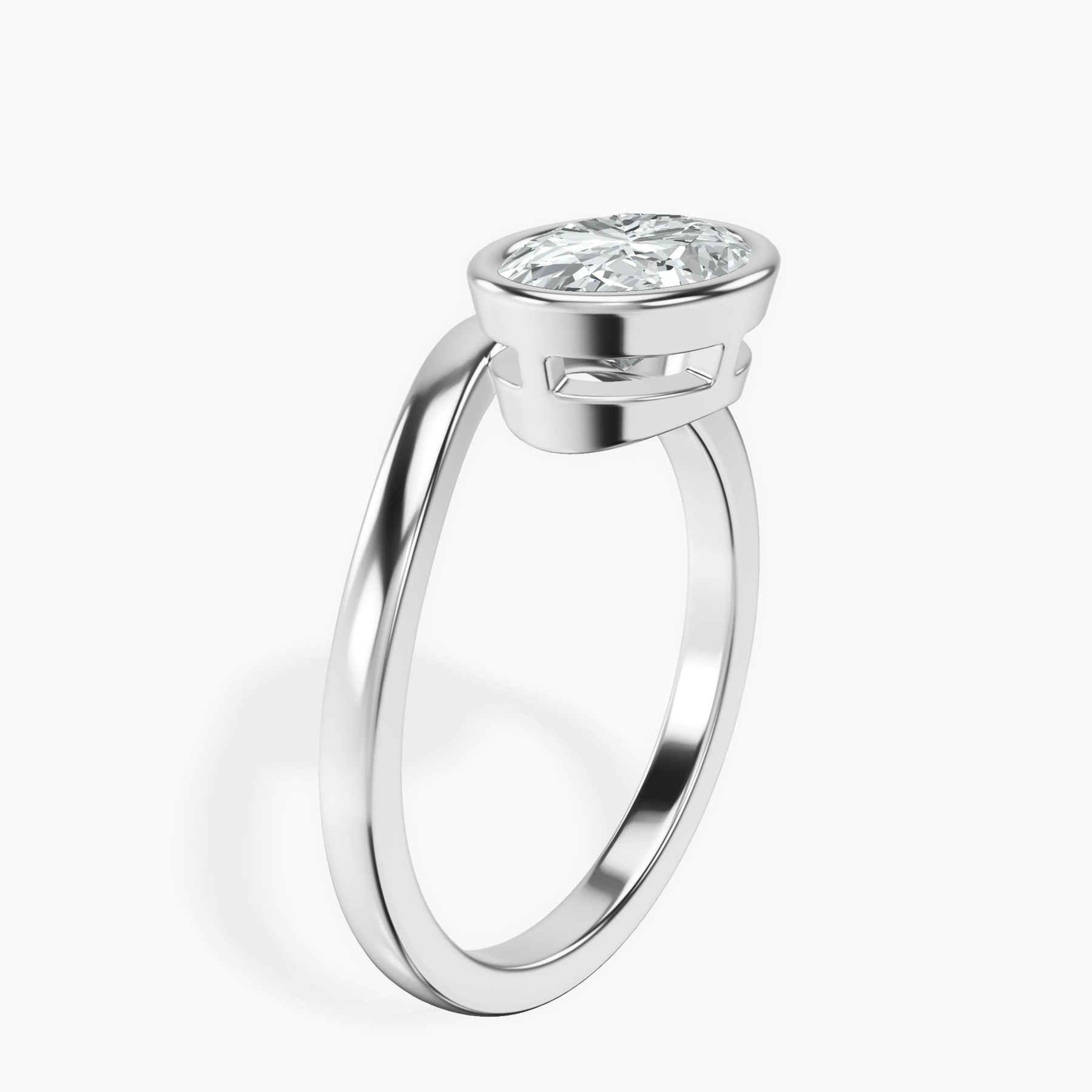 Platinum Bezel Crest Solitaire Lab Diamond Ring standing product image one