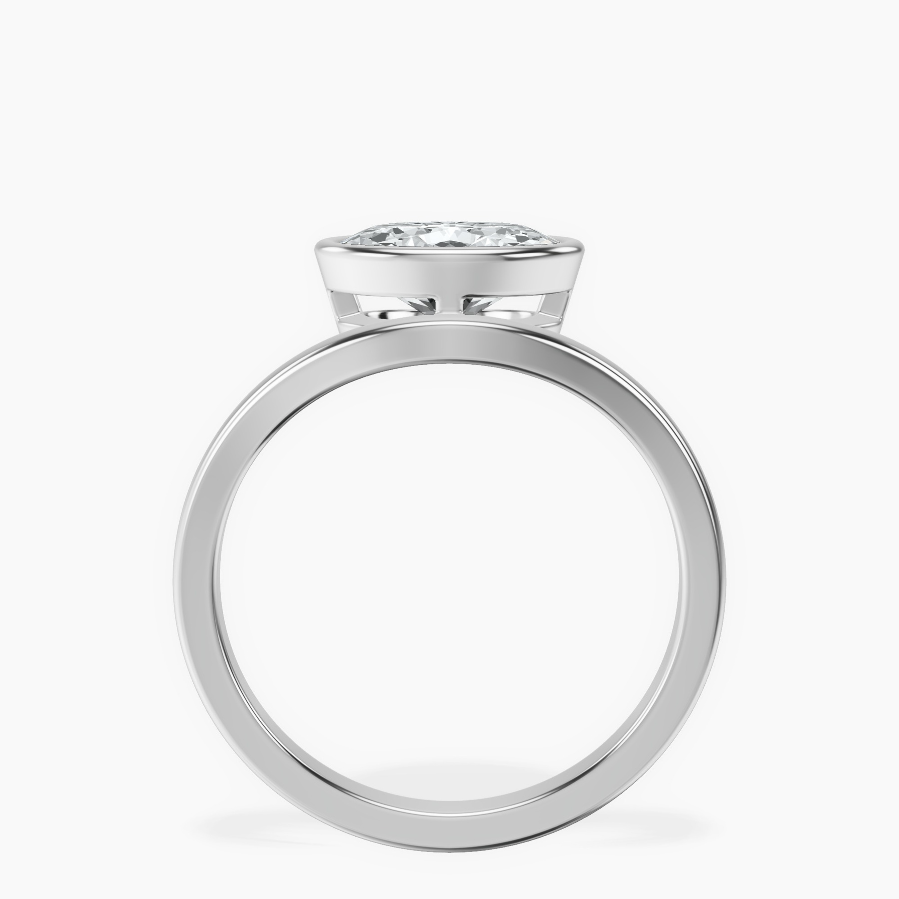 Platinum Bezel Crest Solitaire Lab Diamond Ring side right image one
