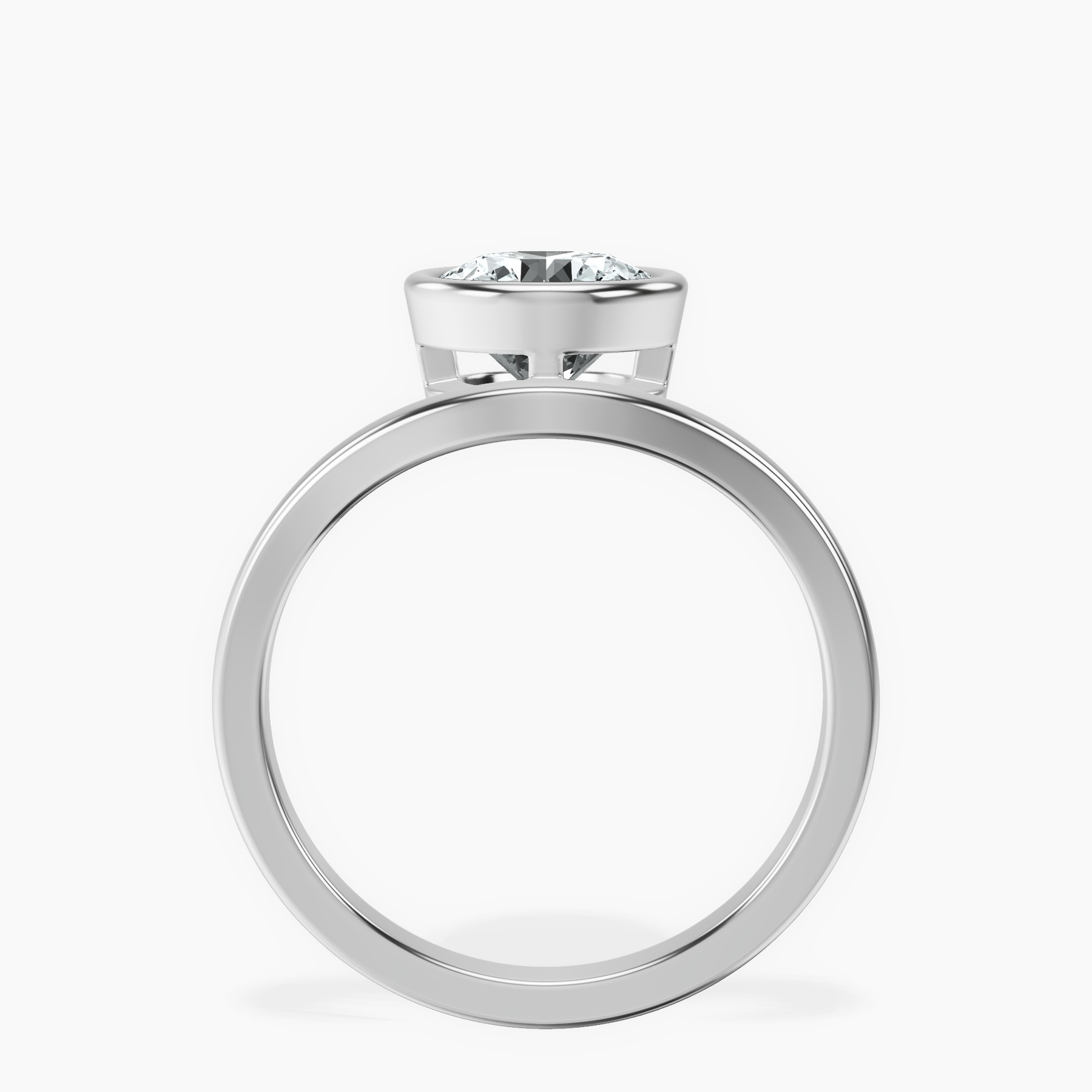 10kt White Gold Bezel Crest Solitaire Lab Diamond Ring side right image one
