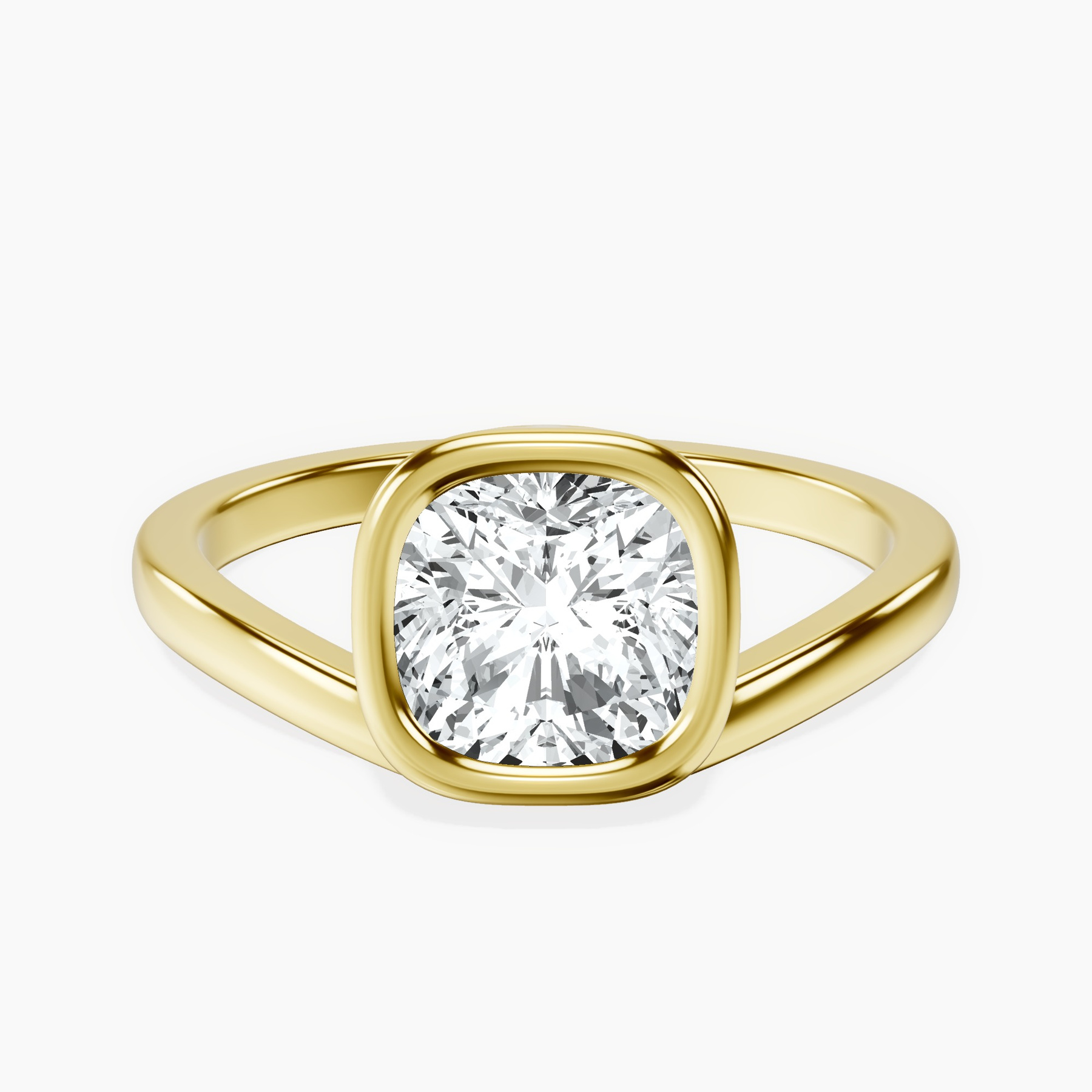 10kt Yellow Gold Bezel Crest Solitaire Lab Diamond Ring rtr top