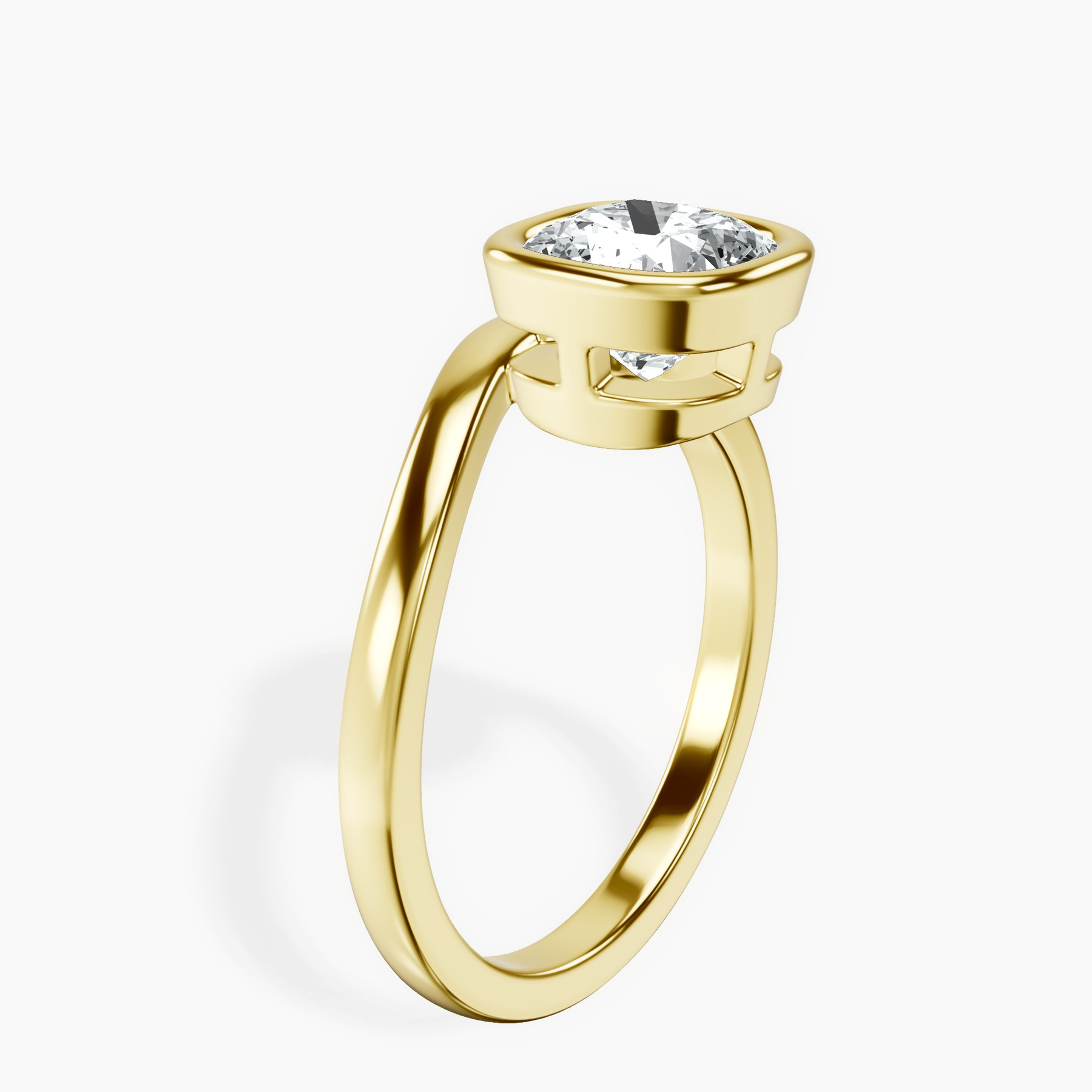 10kt Yellow Gold Bezel Crest Solitaire Lab Diamond Ring standing product image one