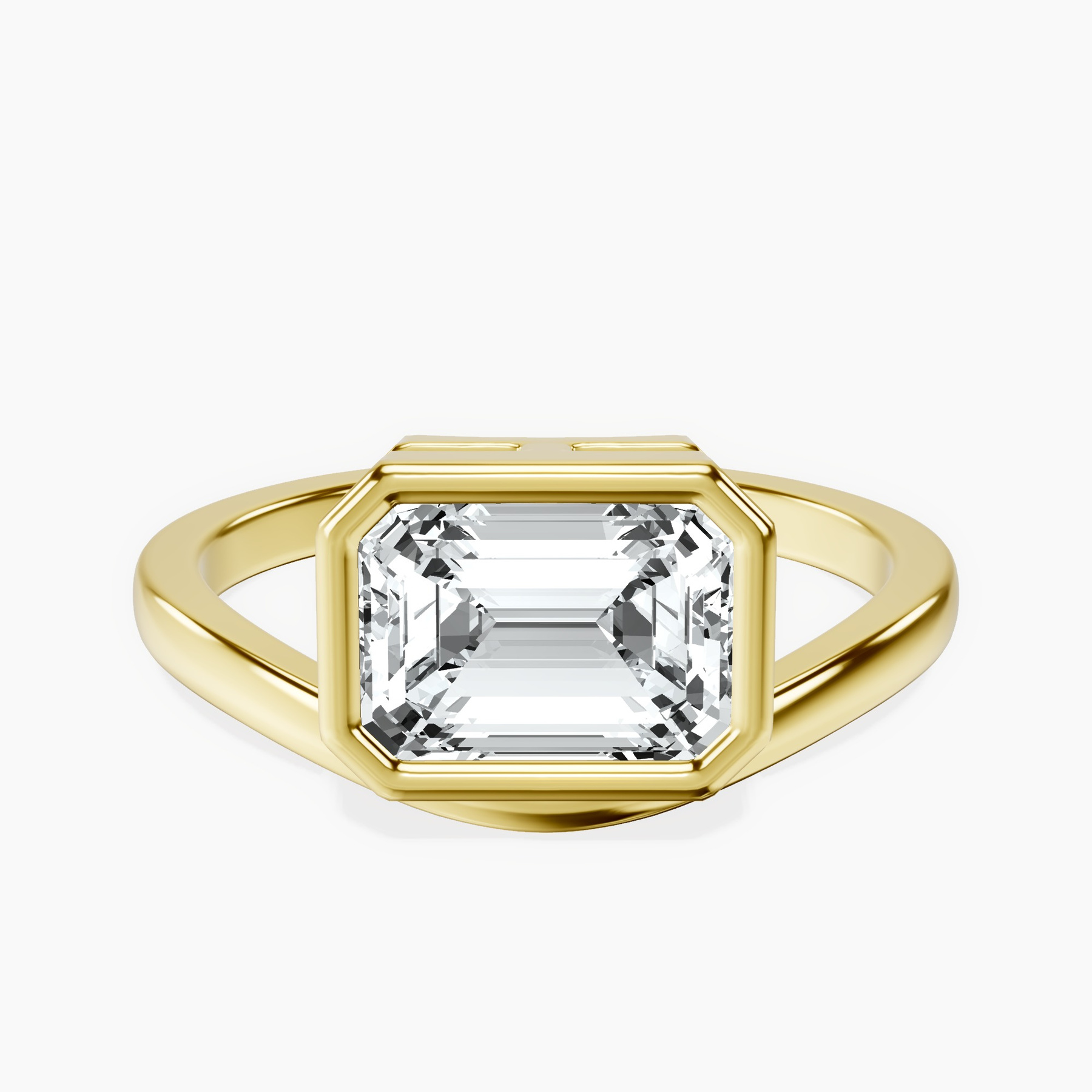 10kt Yellow Gold Bezel Crest Solitaire Lab Diamond Ring rtr top