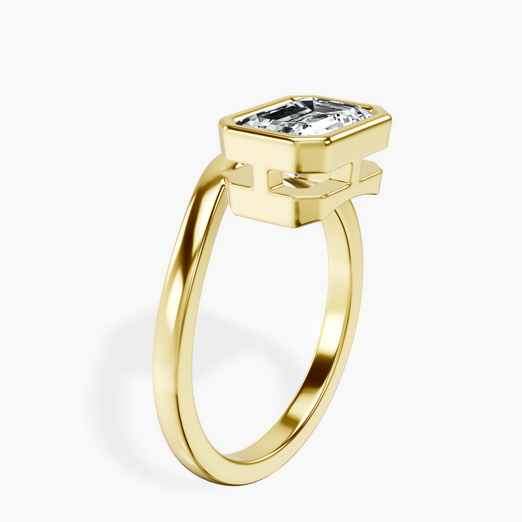 10kt Yellow Gold Bezel Crest Solitaire Lab Diamond Ring standing product image one