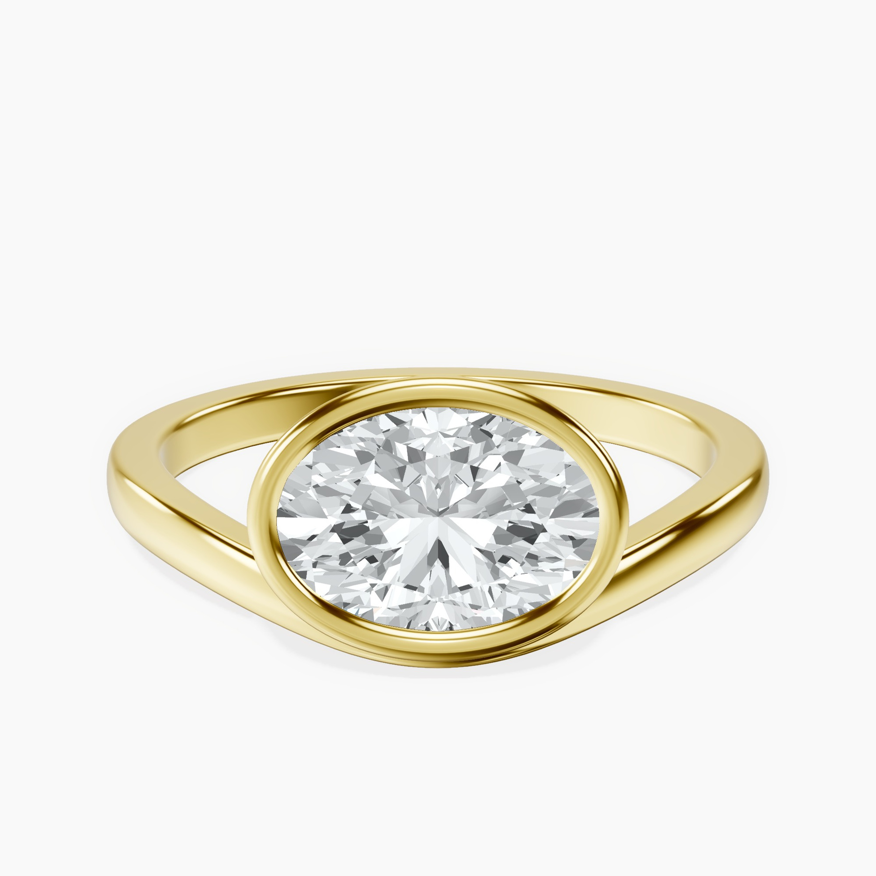 10kt Yellow Gold Bezel Crest Solitaire Lab Diamond Ring rtr top