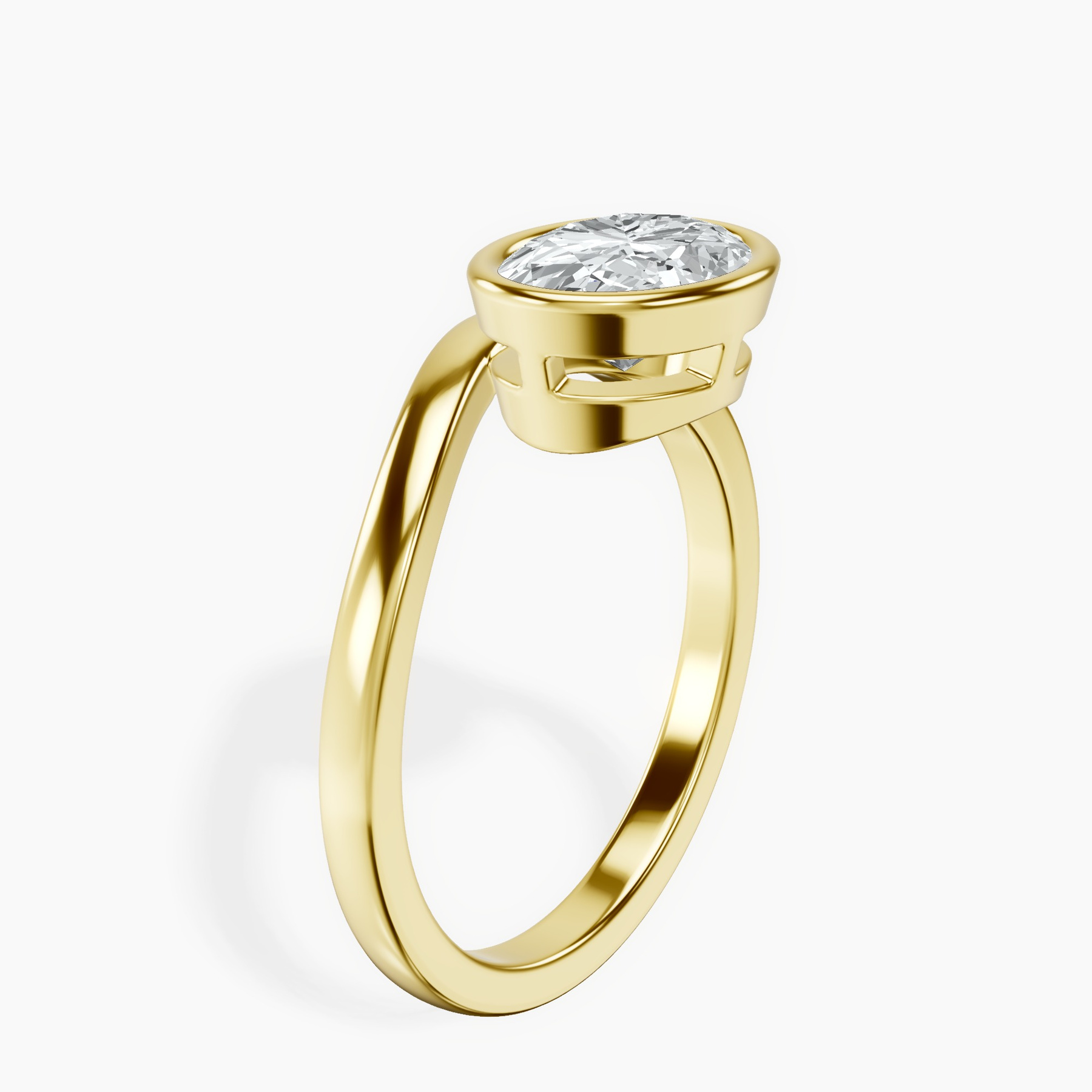 10kt Yellow Gold Bezel Crest Solitaire Lab Diamond Ring standing product image one