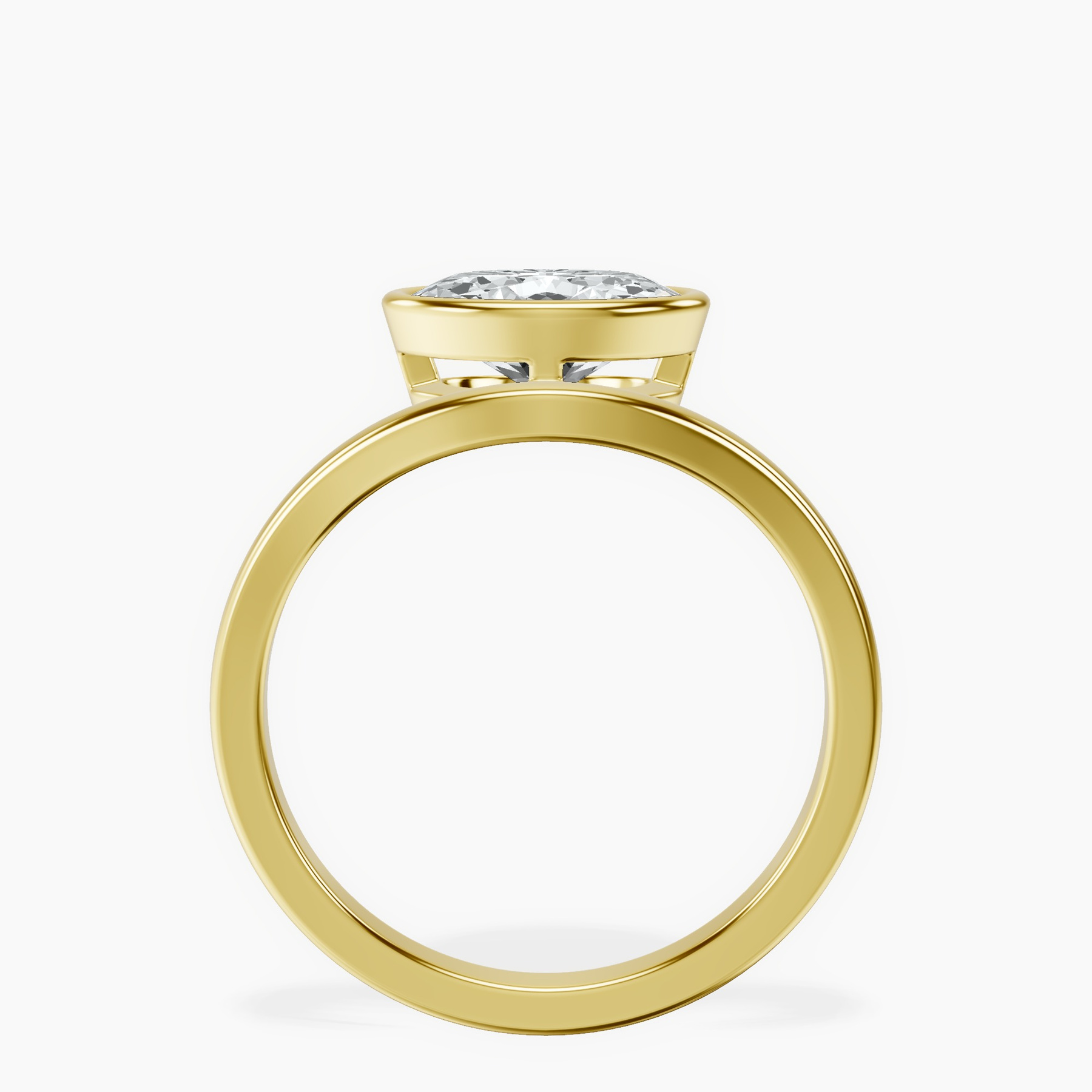 10kt Yellow Gold Bezel Crest Solitaire Lab Diamond Ring side right image one