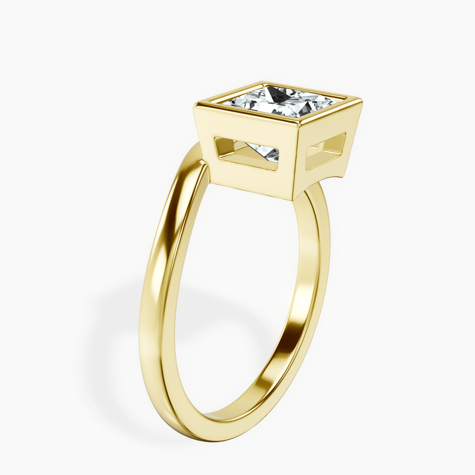 10kt Yellow Gold Bezel Crest Solitaire Lab Diamond Ring standing product image one