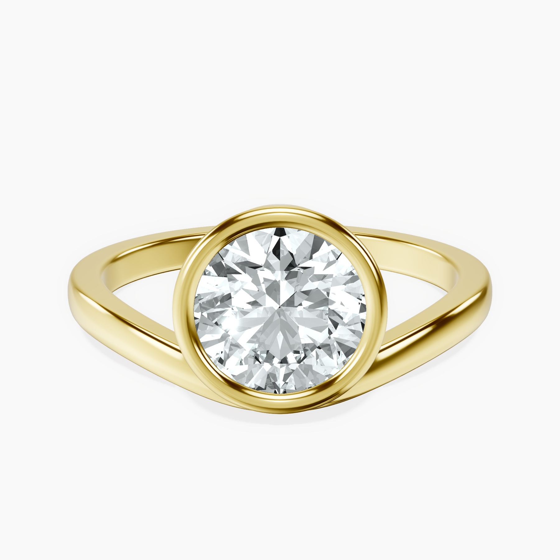 10kt Yellow Gold Bezel Crest Solitaire Lab Diamond Ring rtr top