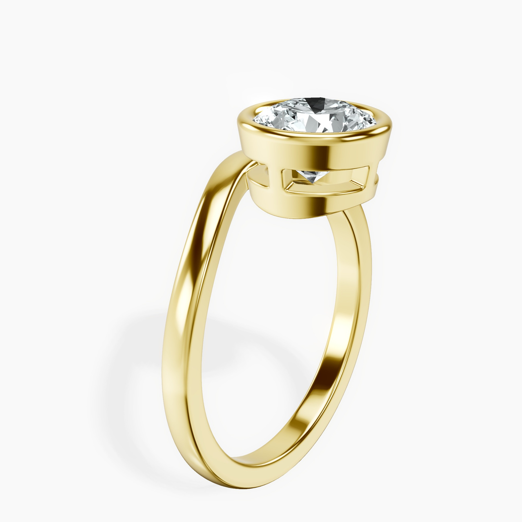 10kt Yellow Gold Bezel Crest Solitaire Lab Diamond Ring standing product image one
