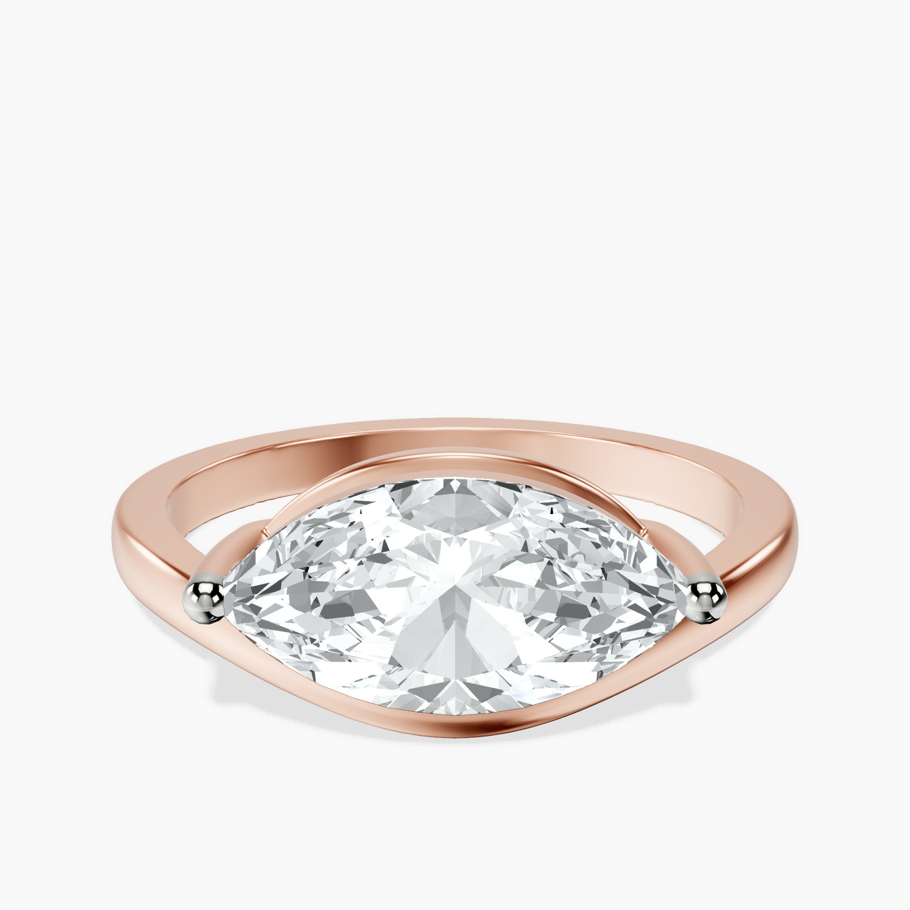 1.39 ct. marquise Crest Four Prong Solitaire Lab Diamond Ring in 14kt rose gold rtr top