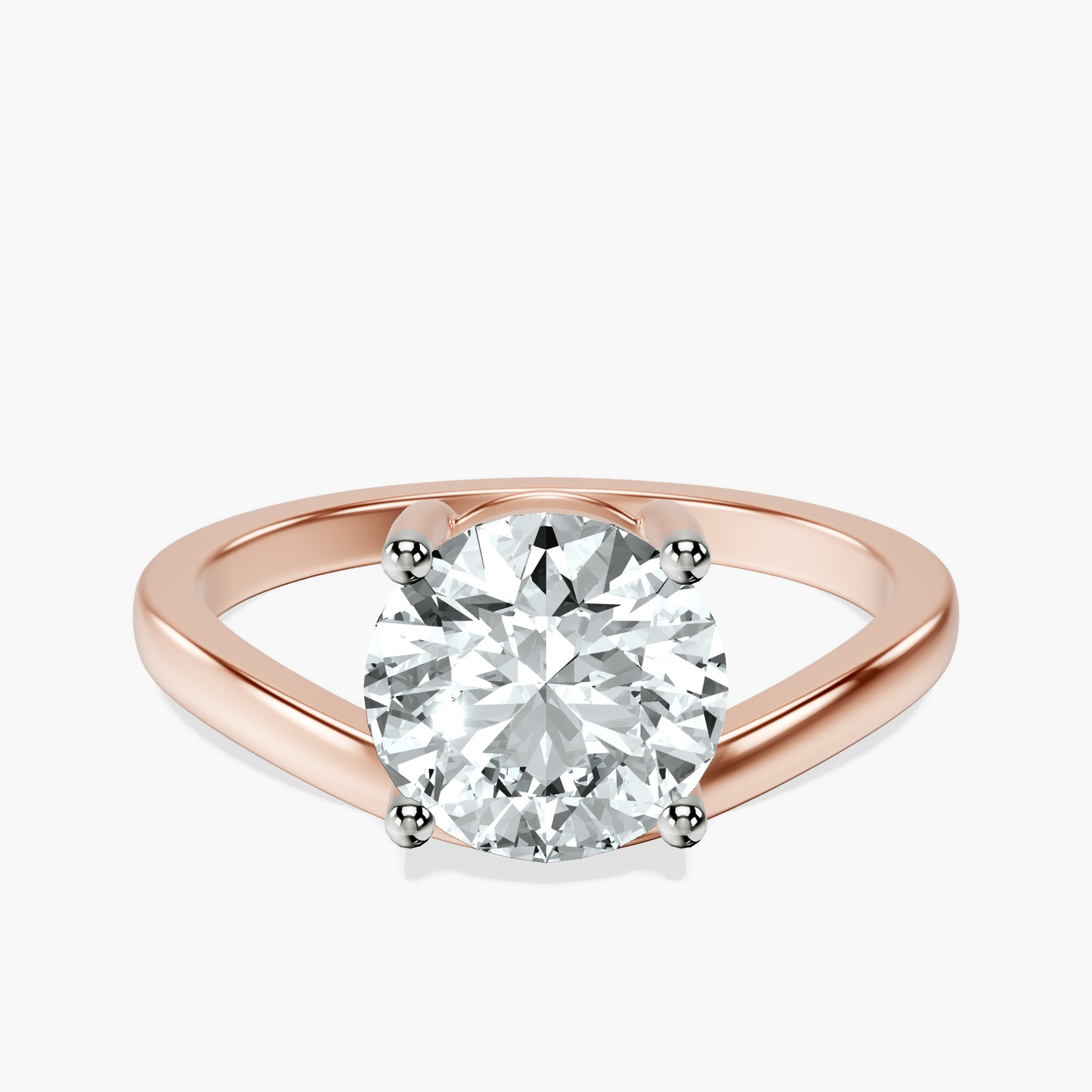 10kt Rose Gold Crest Four Prong Solitaire Lab Diamond Ring rtr top