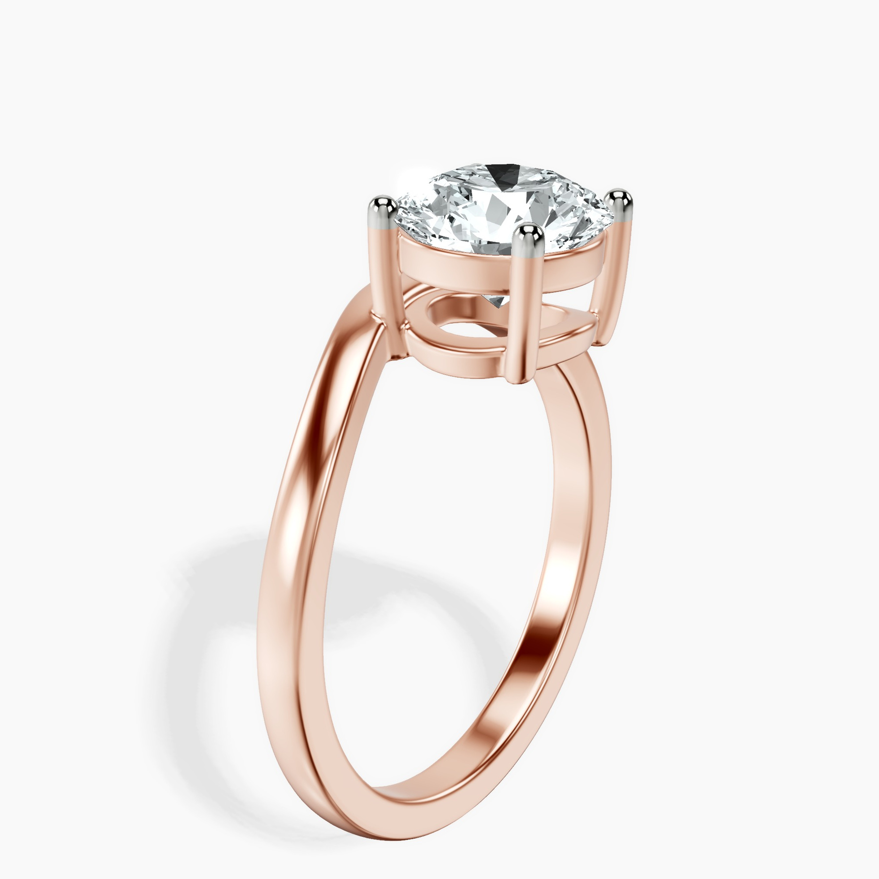 10kt Rose Gold Crest Four Prong Solitaire Lab Diamond Ring standing product image one