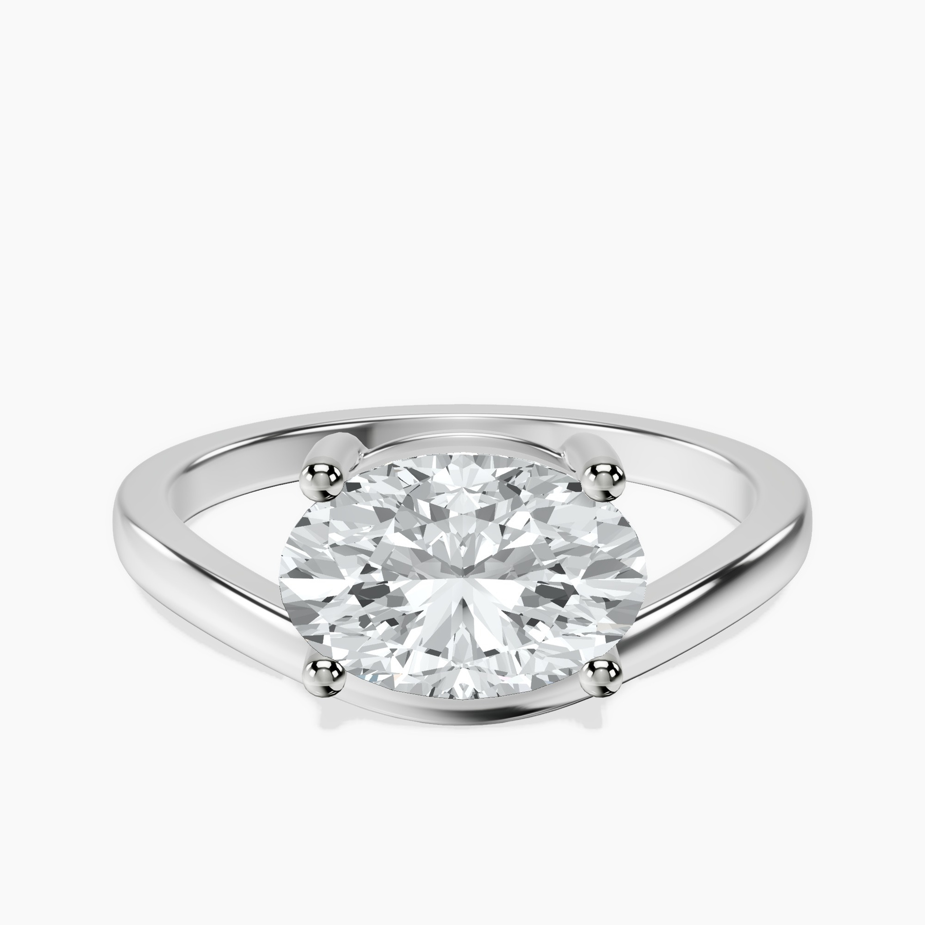 Platinum Crest Four Prong Solitaire Lab Diamond Ring rtr top