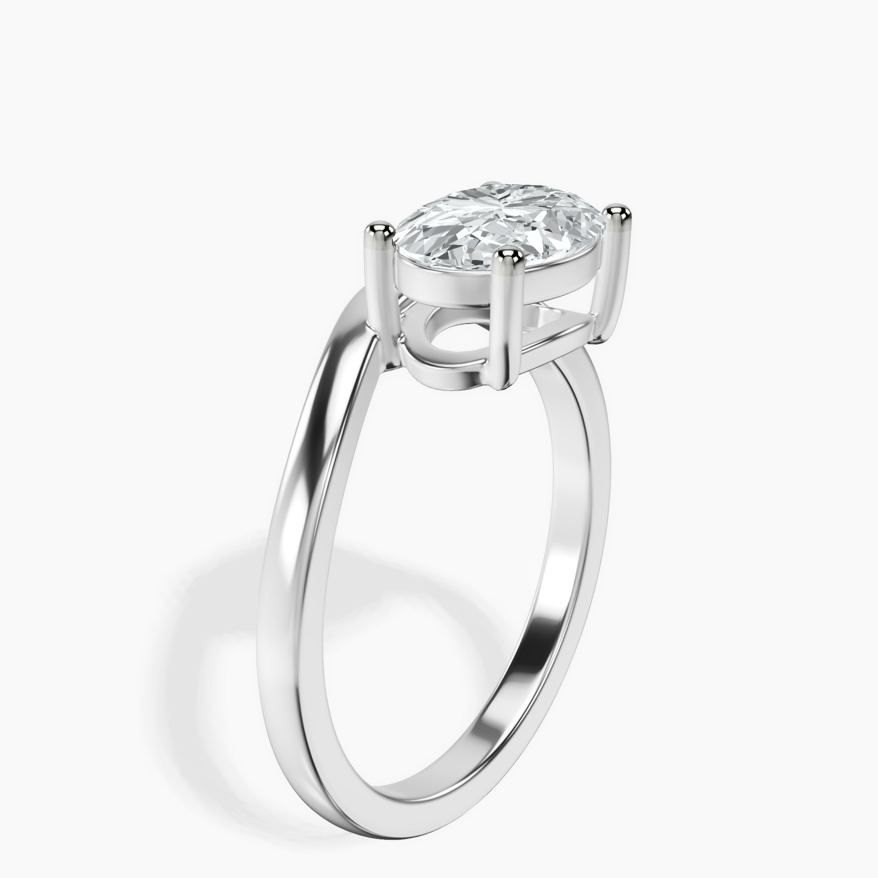 Platinum Crest Four Prong Solitaire Lab Diamond Ring standing product image one