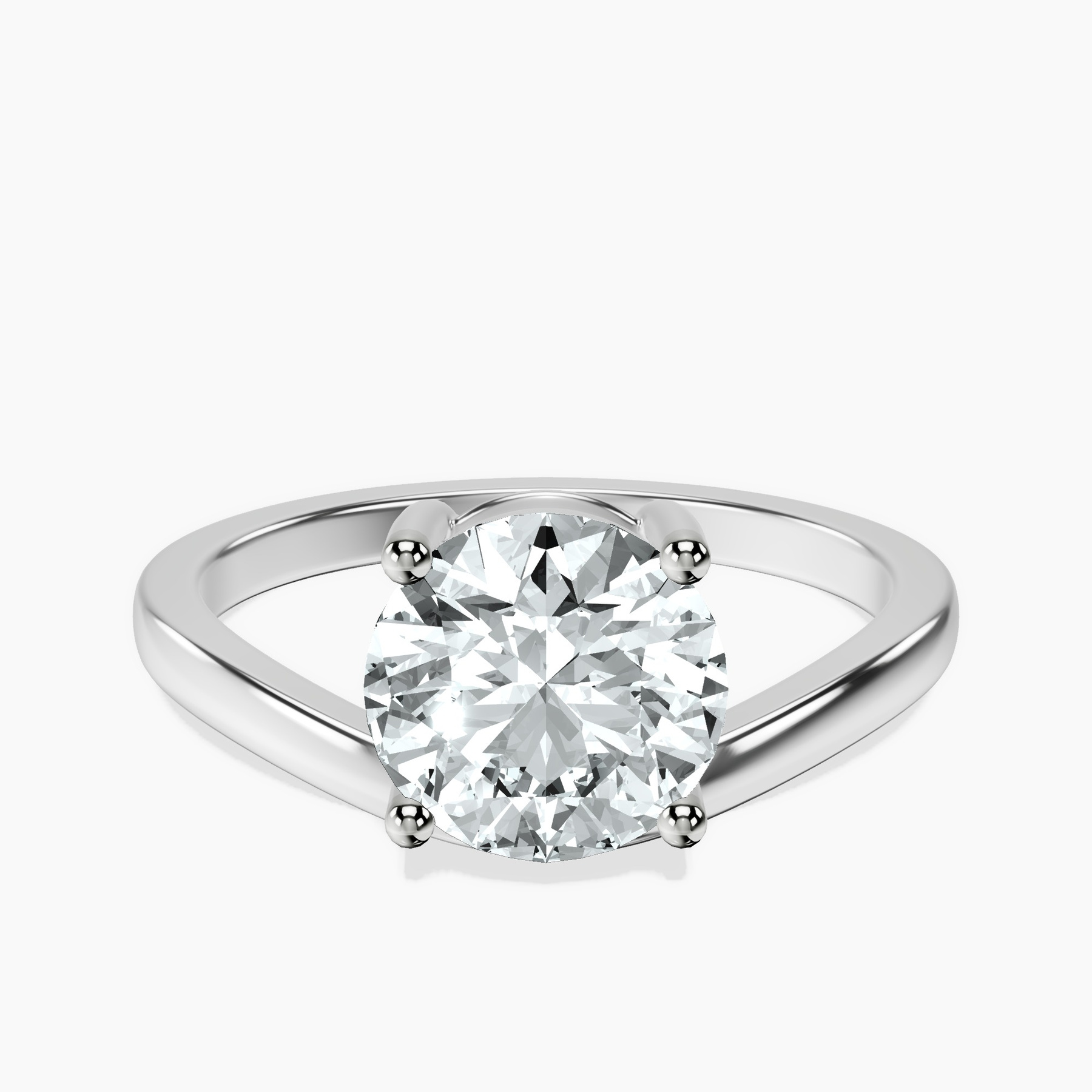 14kt White Gold Crest Four Prong Solitaire Lab Diamond Ring rtr top