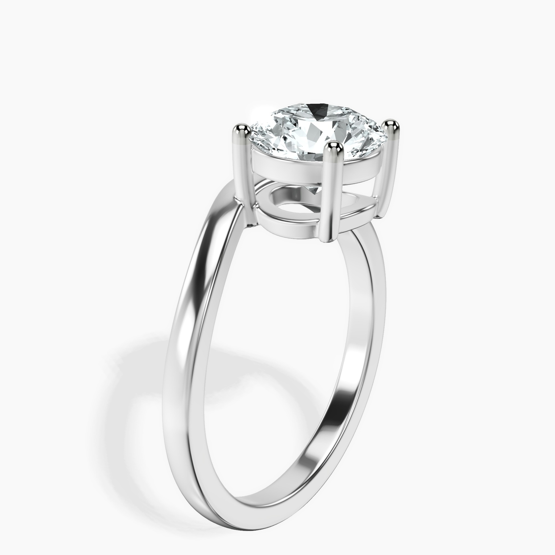 14kt White Gold Crest Four Prong Solitaire Lab Diamond Ring standing product image one