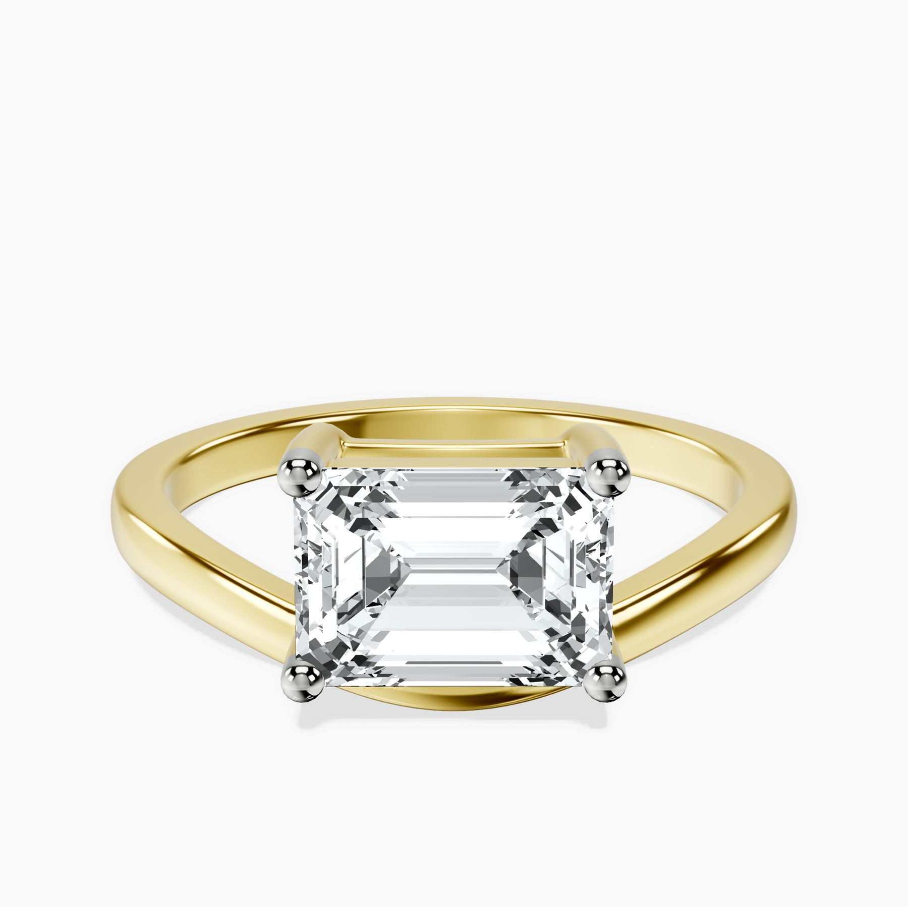 10kt Yellow Gold Crest Four Prong Solitaire Lab Diamond Ring rtr top