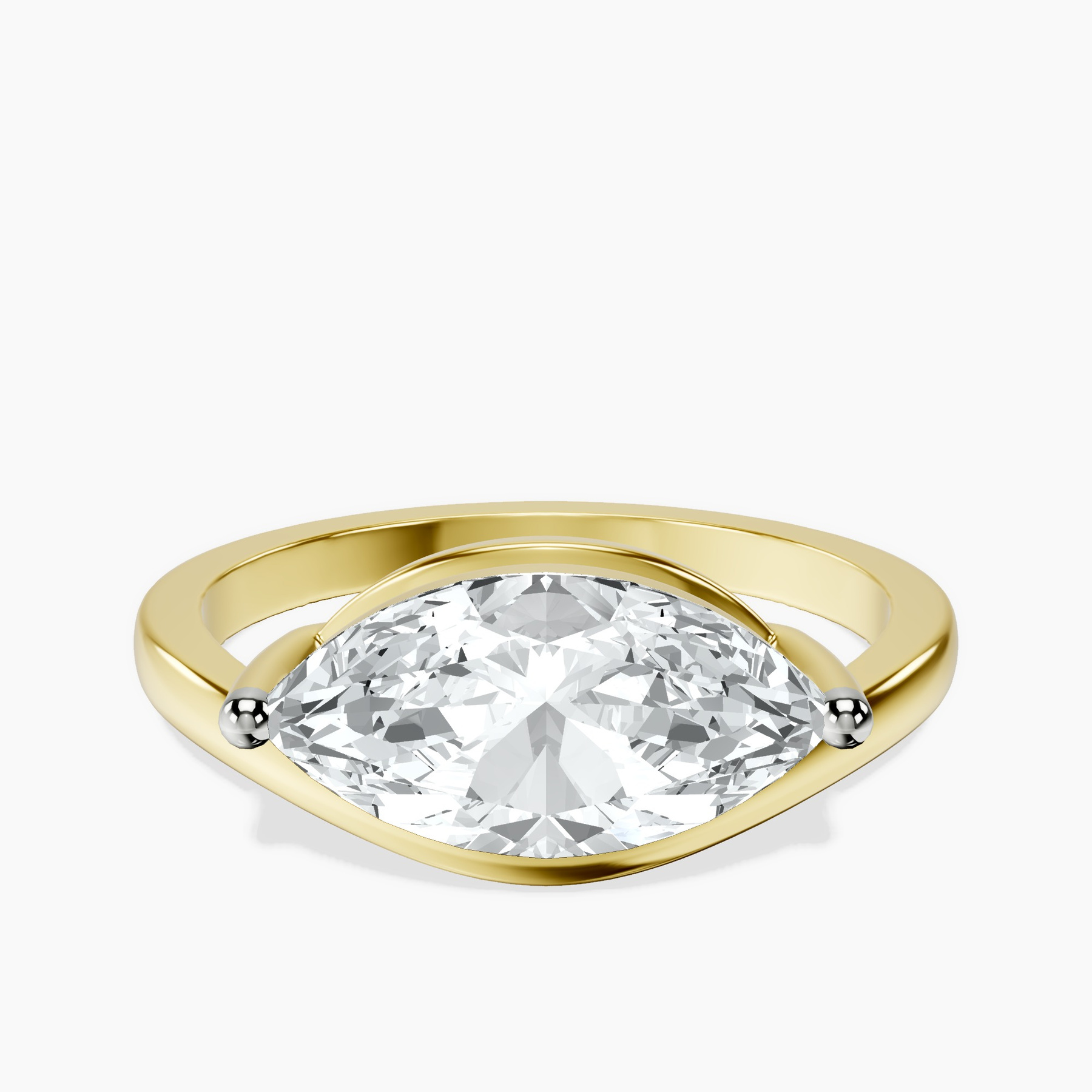 10kt Yellow Gold Crest Four Prong Solitaire Lab Diamond Ring rtr top