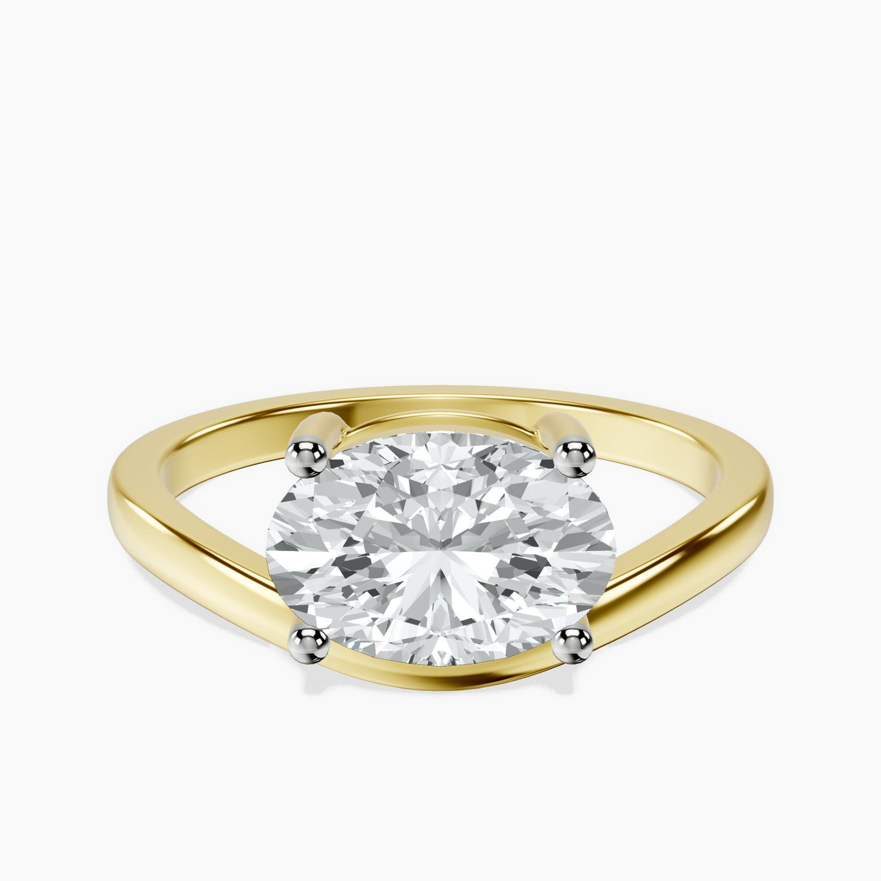 10kt Yellow Gold Crest Four Prong Solitaire Lab Diamond Ring rtr top