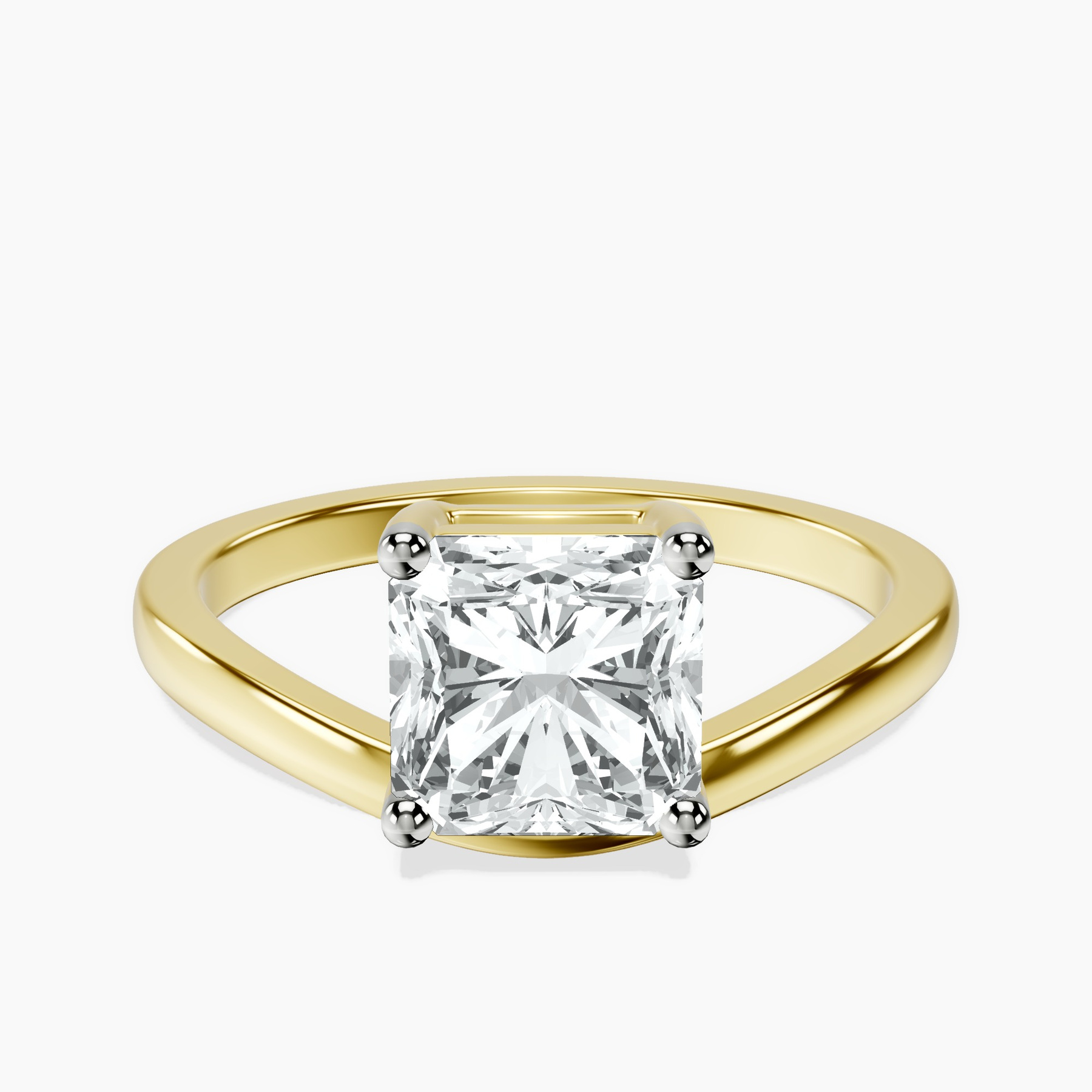 10kt Yellow Gold Crest Four Prong Solitaire Lab Diamond Ring rtr top
