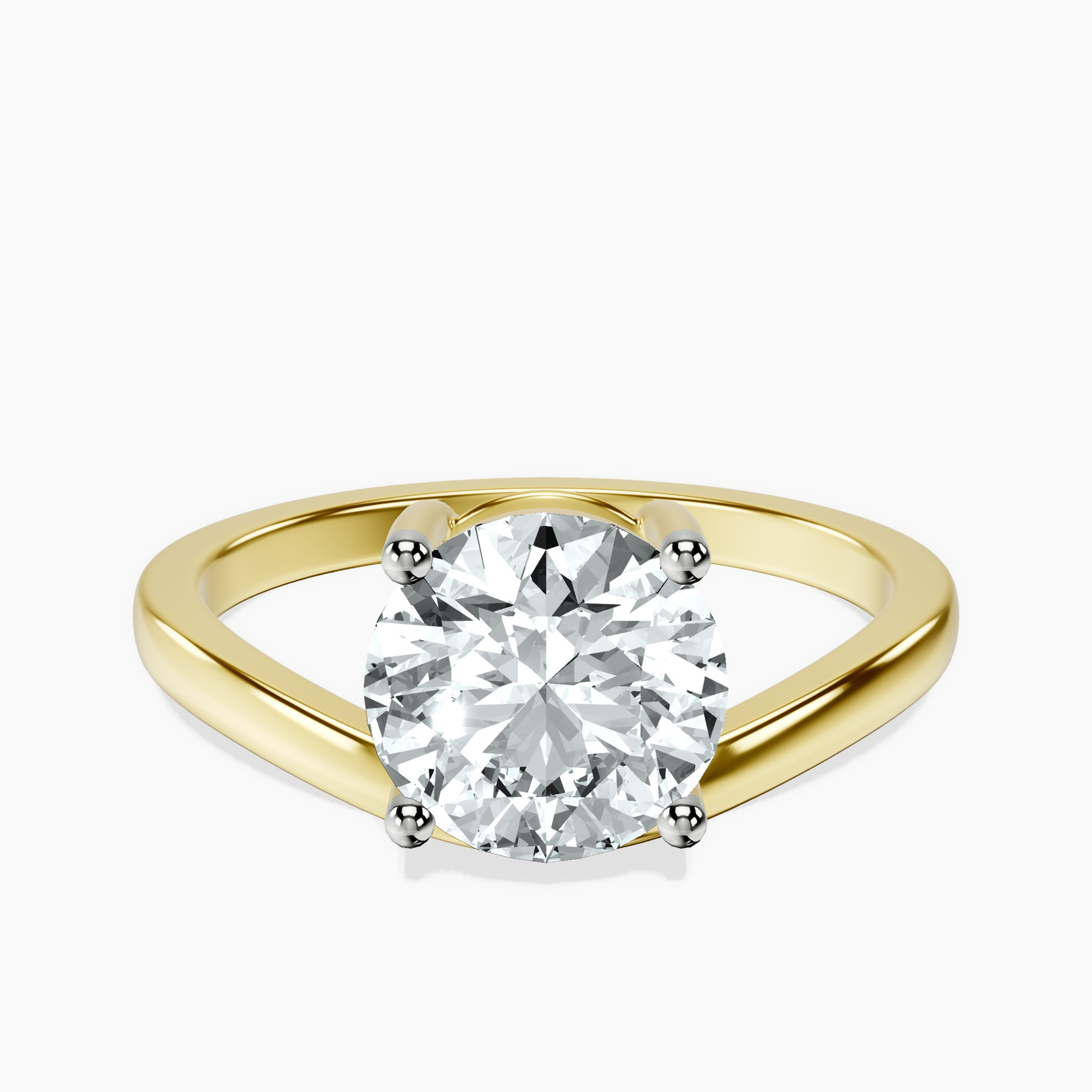 10kt Yellow Gold Crest Four Prong Solitaire Lab Diamond Ring rtr top