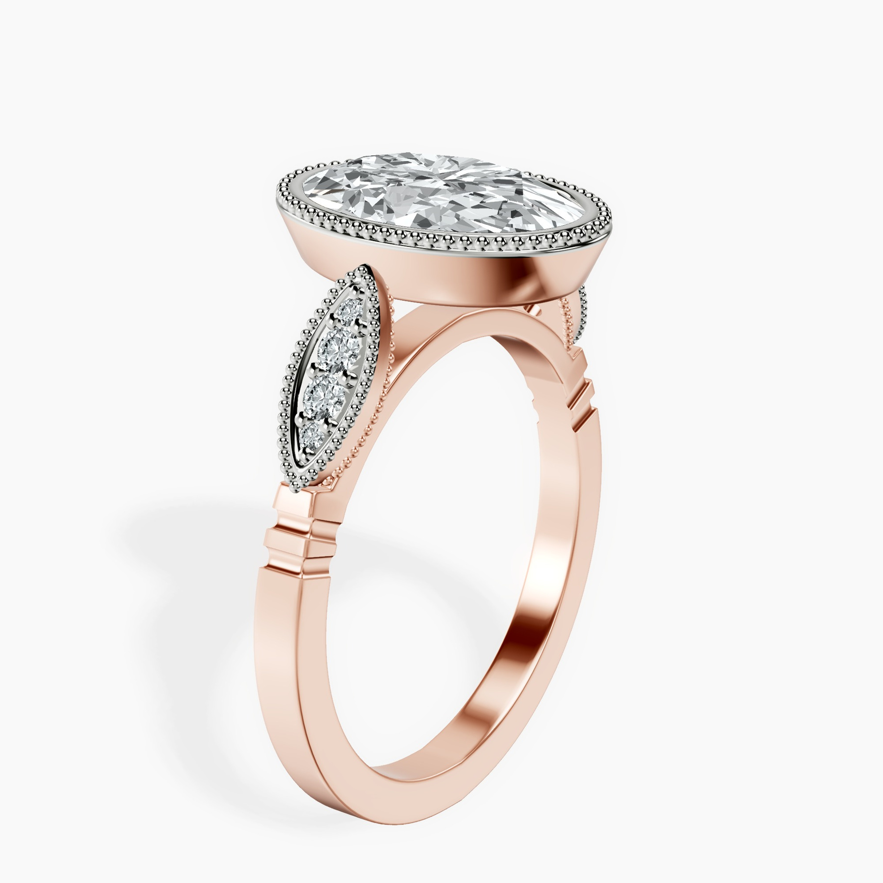 10kt Rose Gold Everly Vintage Bezel Lab Diamond Ring standing product image one
