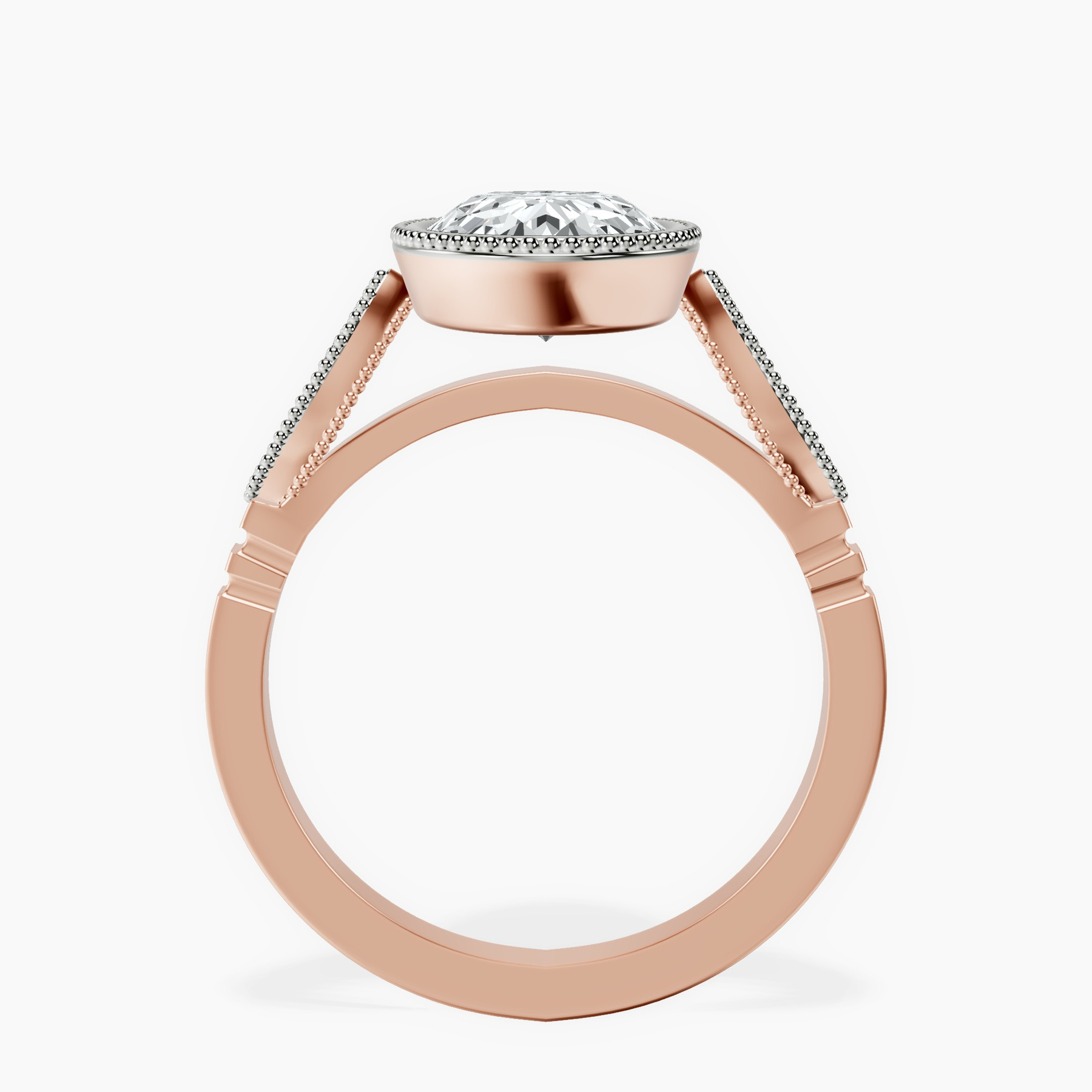 10kt Rose Gold Everly Vintage Bezel Lab Diamond Ring side right image one
