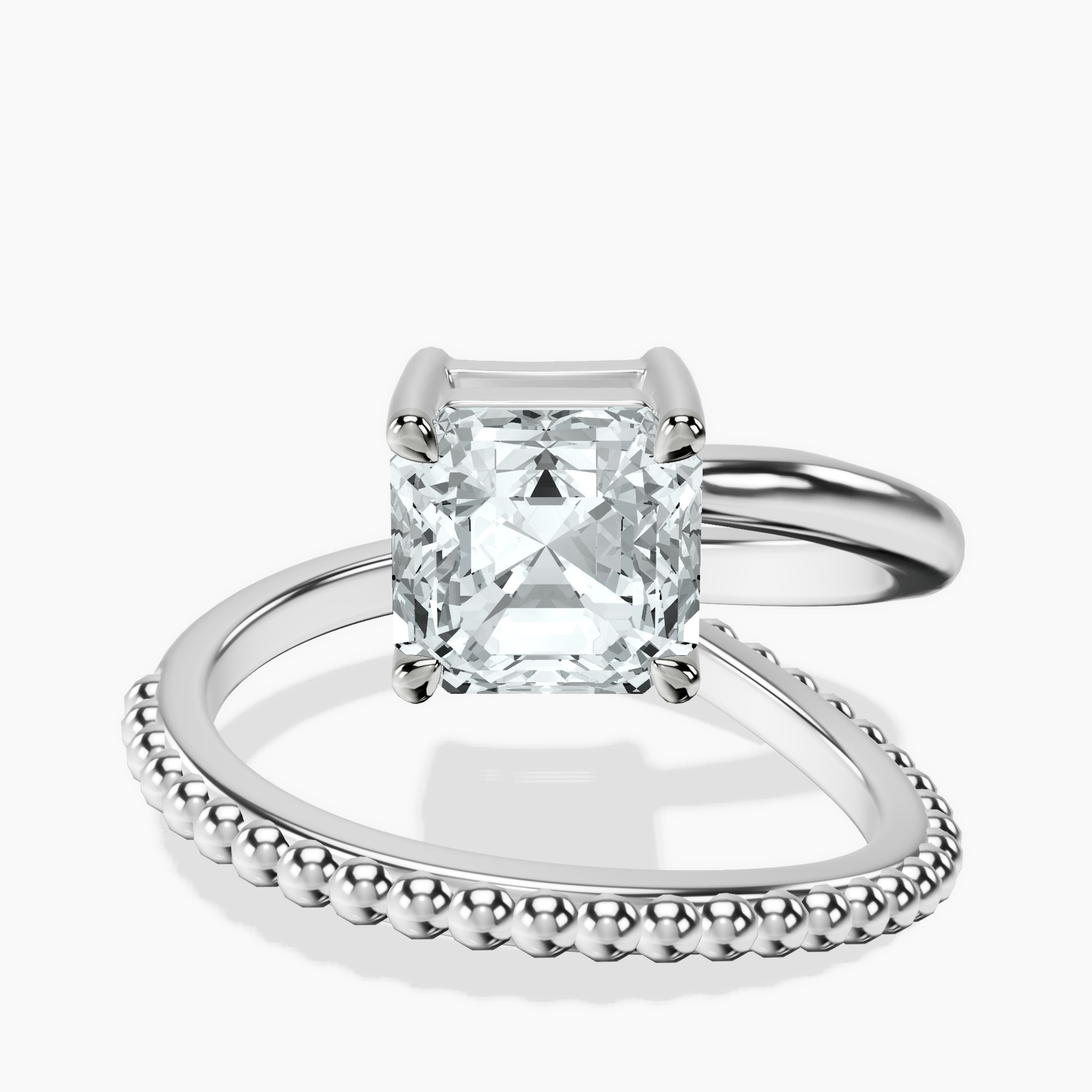 Platinum Crest Wrap Four Prong Solitaire Lab Diamond Ring front image
