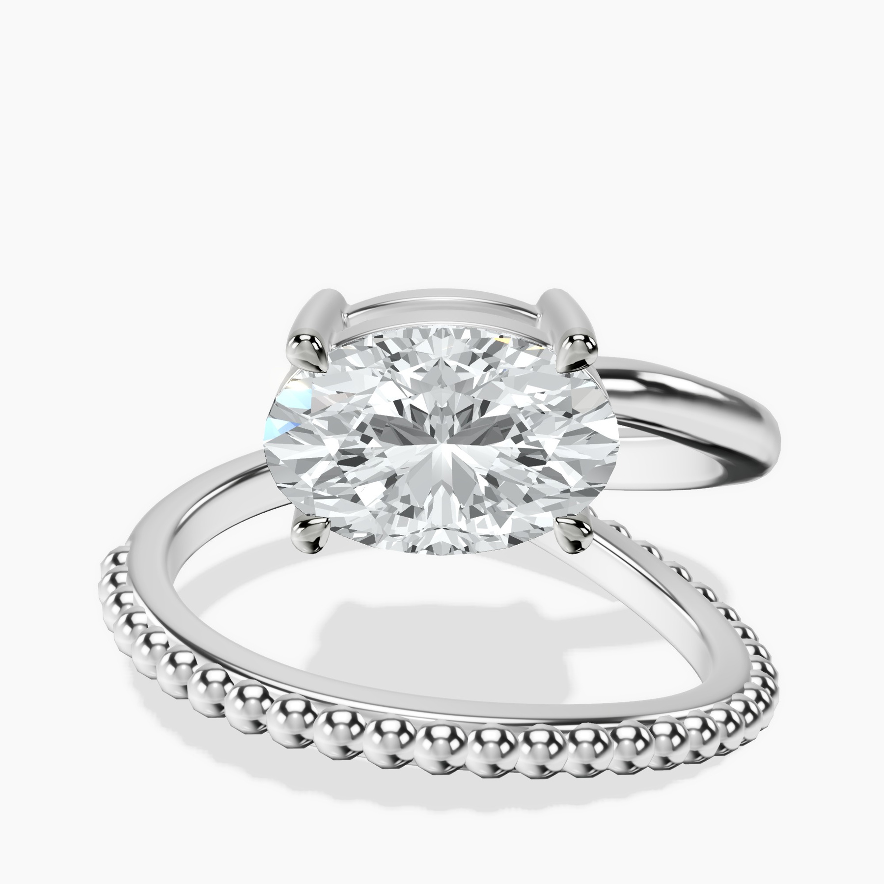 2.06 ct. oval Crest Wrap Four Prong Solitaire Lab Diamond Ring in 18kt white gold rtr top