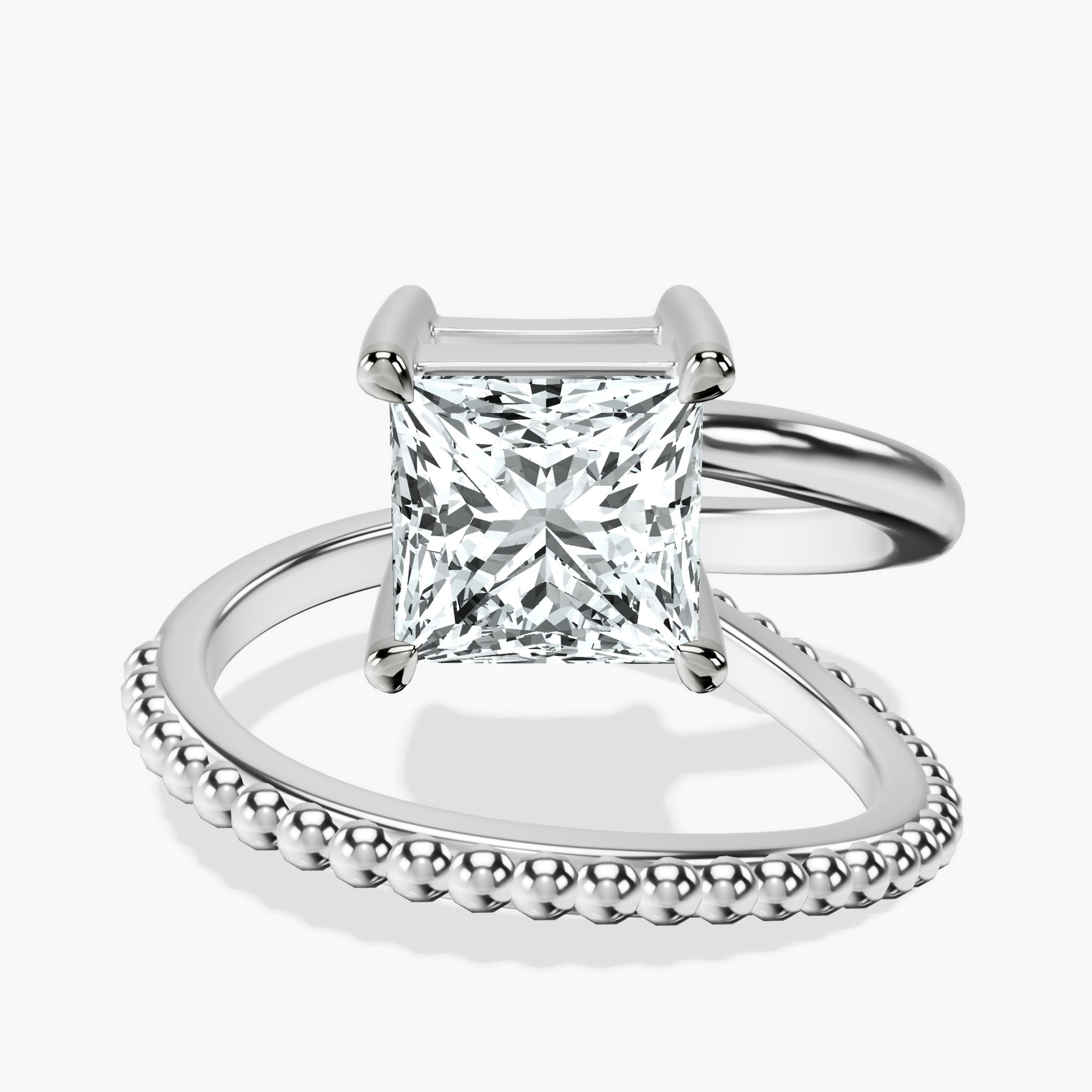 Platinum Crest Wrap Four Prong Solitaire Lab Diamond Ring front image