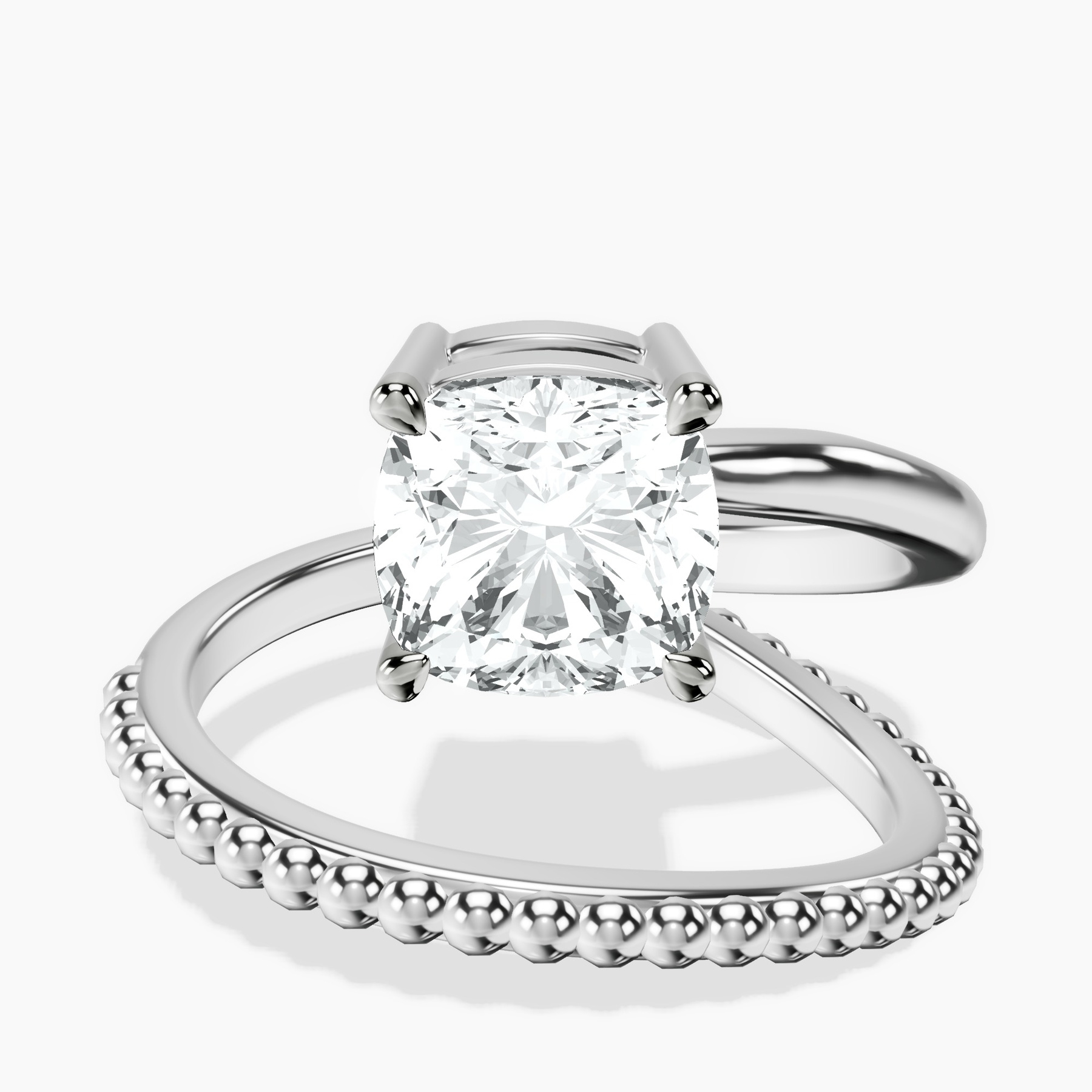 Platinum Crest Wrap Four Prong Solitaire Lab Diamond Ring front image