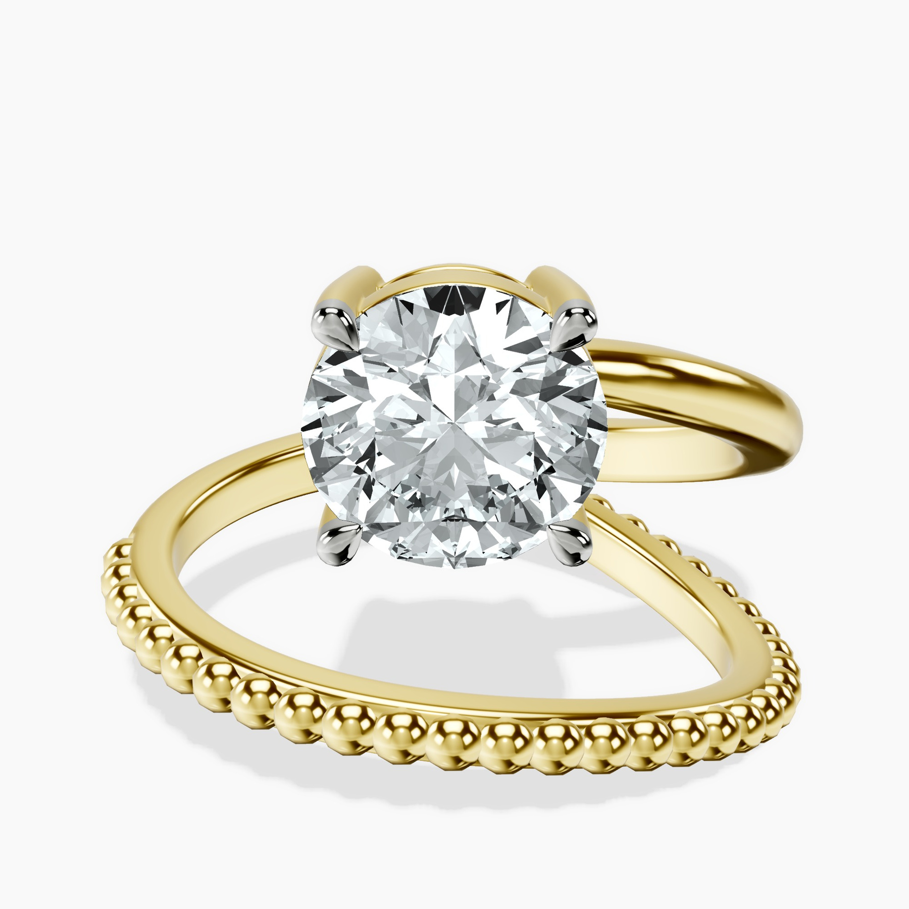 2.82 ct. round Crest Wrap Four Prong Solitaire Lab Diamond Ring in 10kt yellow gold rtr top
