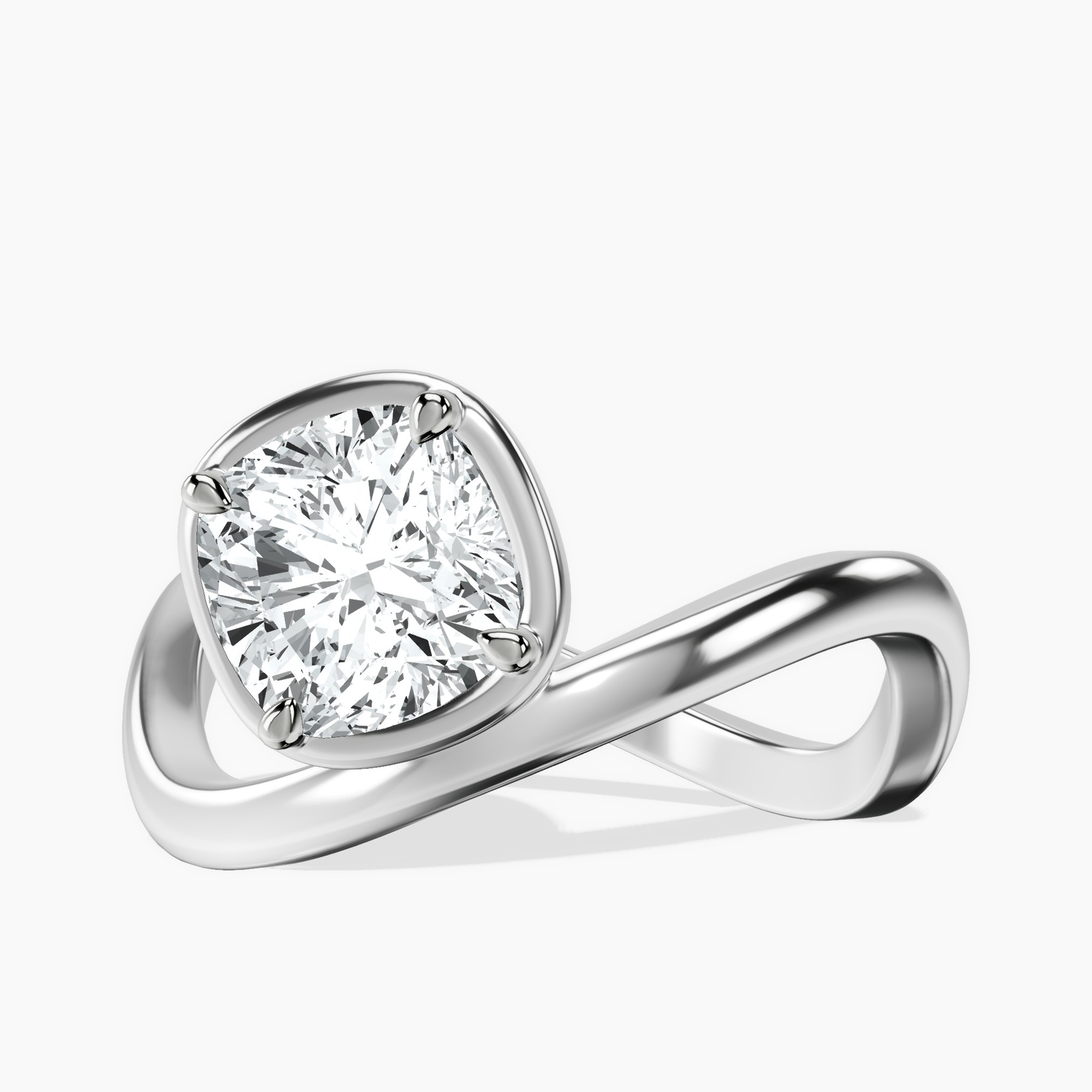 Platinum Infinity Crest Four Prong Solitaire Lab Diamond Ring front image