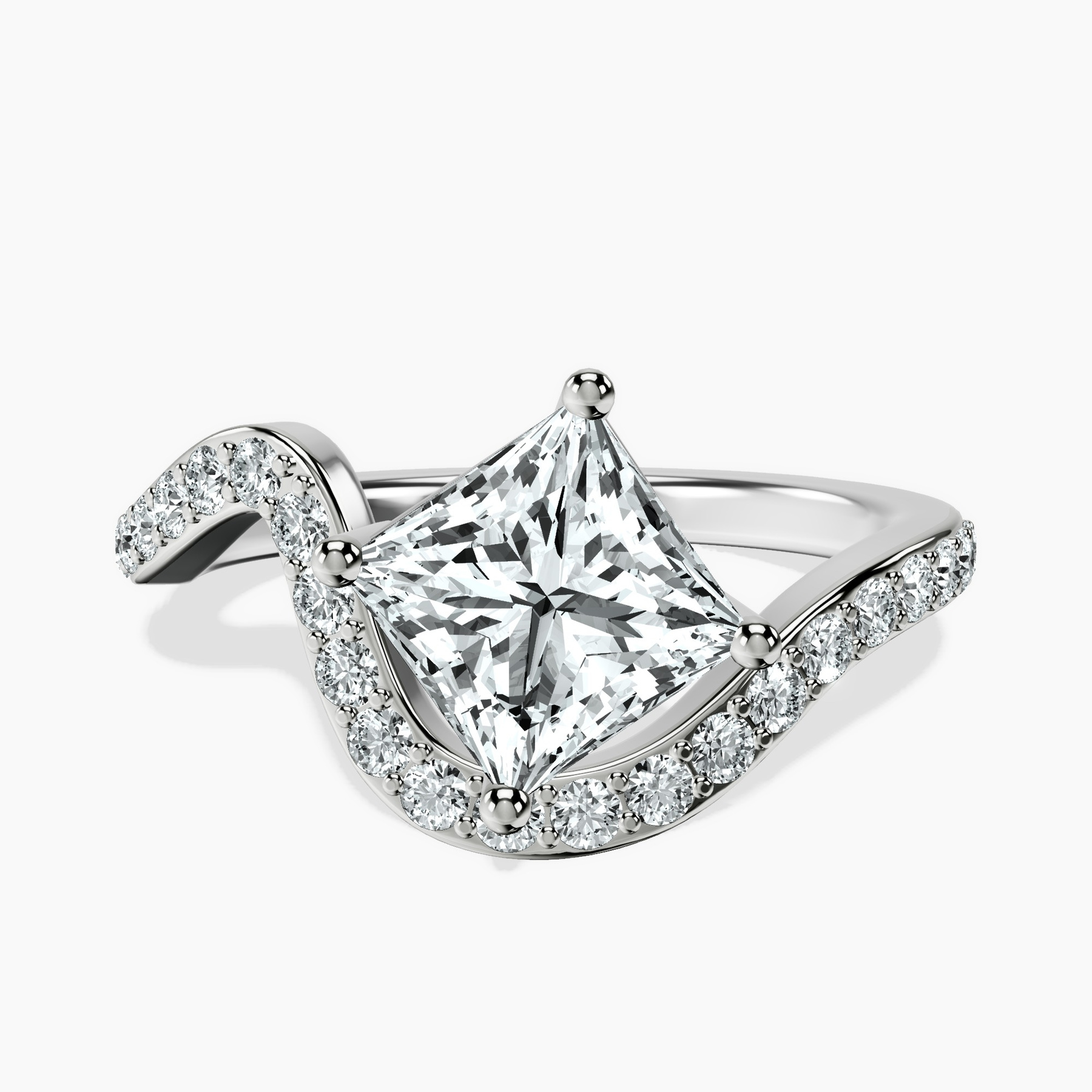 Platinum Aria Crest Half Pave Lab Diamond Ring front image