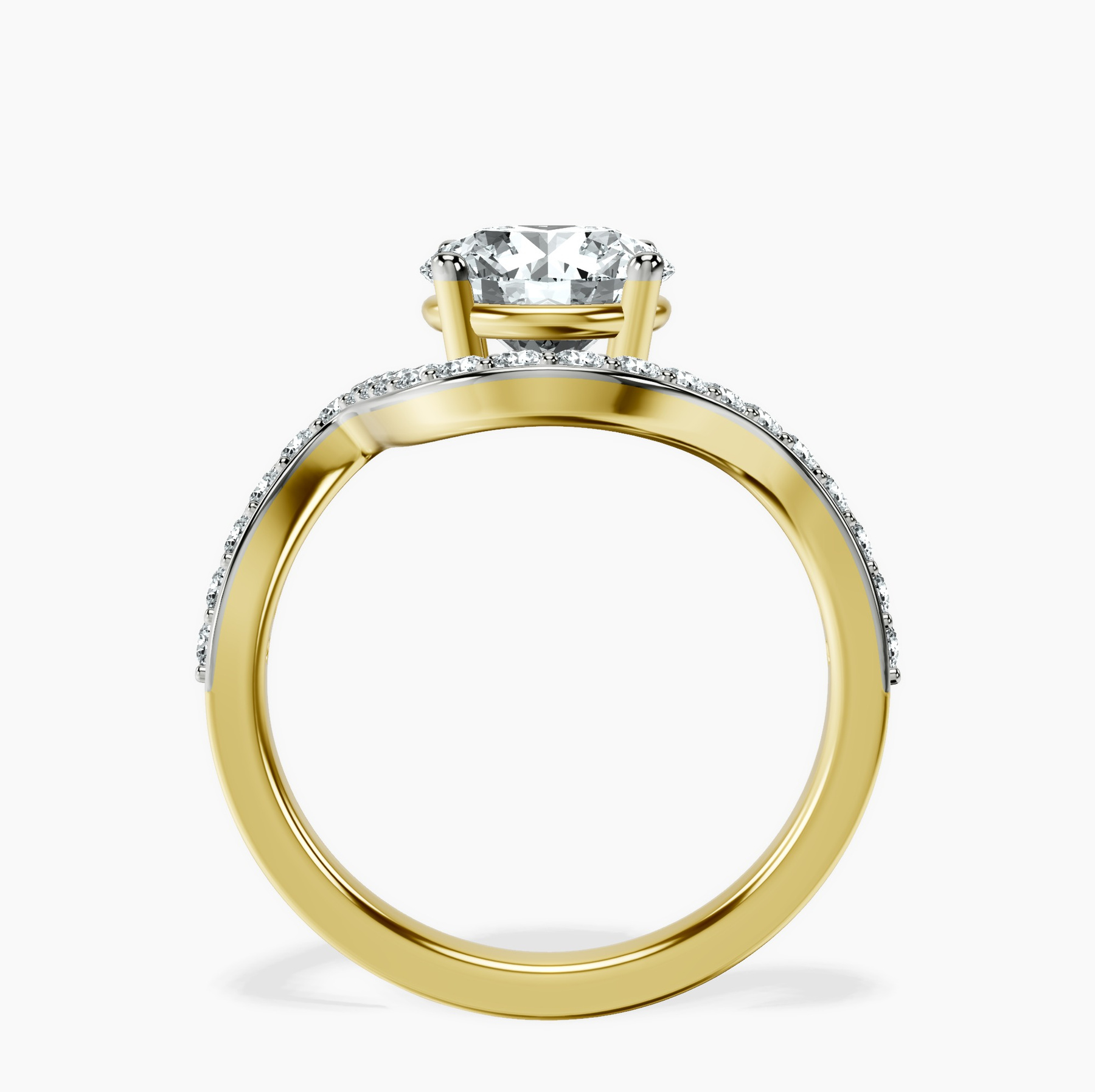 10kt Yellow Gold Aria Crest Half Pave Lab Diamond Ring side right image one