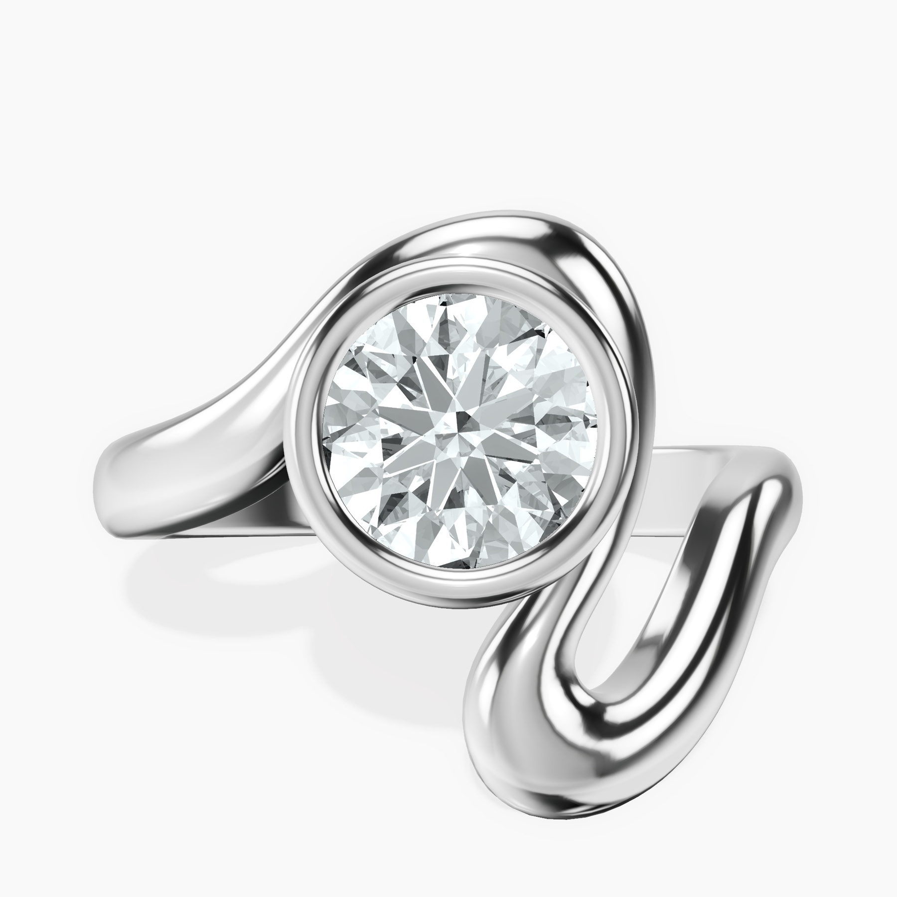 2.82 ct. round Vera Bezel Crest Lab Diamond Ring in 14kt white gold rtr top