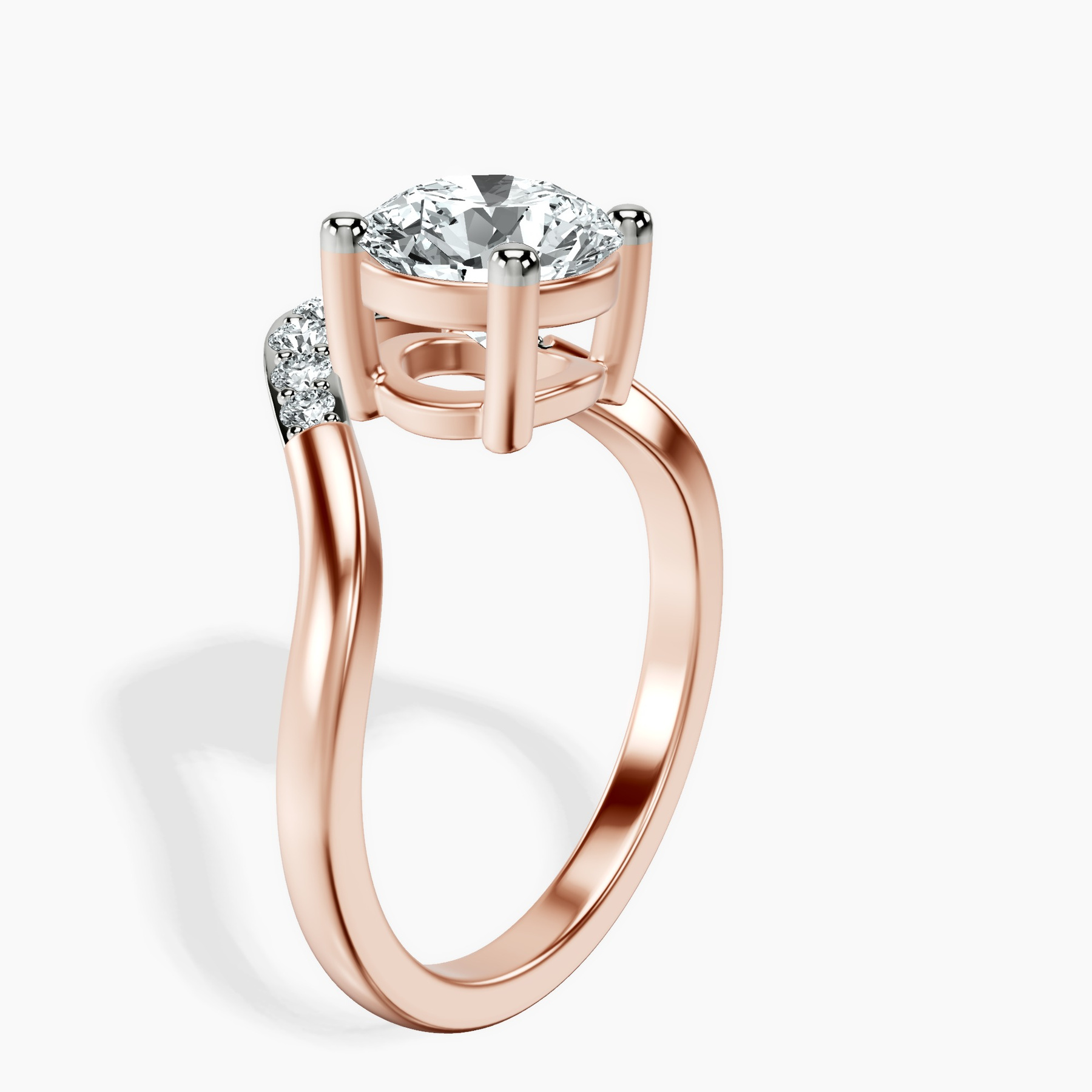 10kt Rose Gold Curved Crest Lab Diamond Ring standing product image one