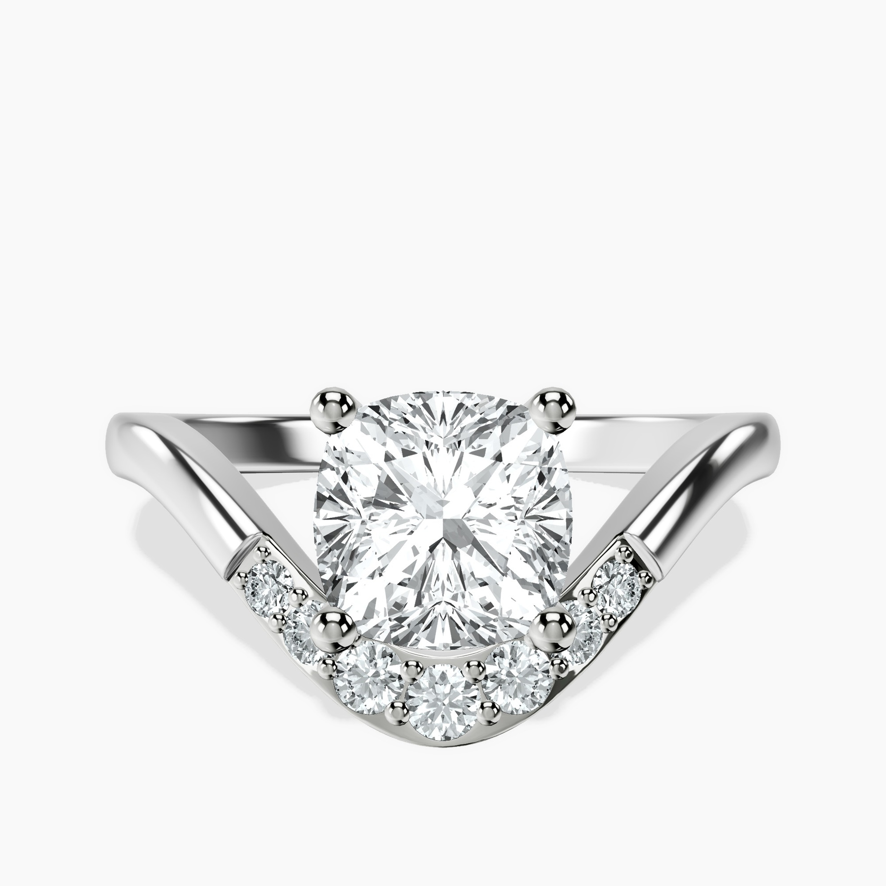 Platinum Curved Crest Lab Diamond Ring rtr top
