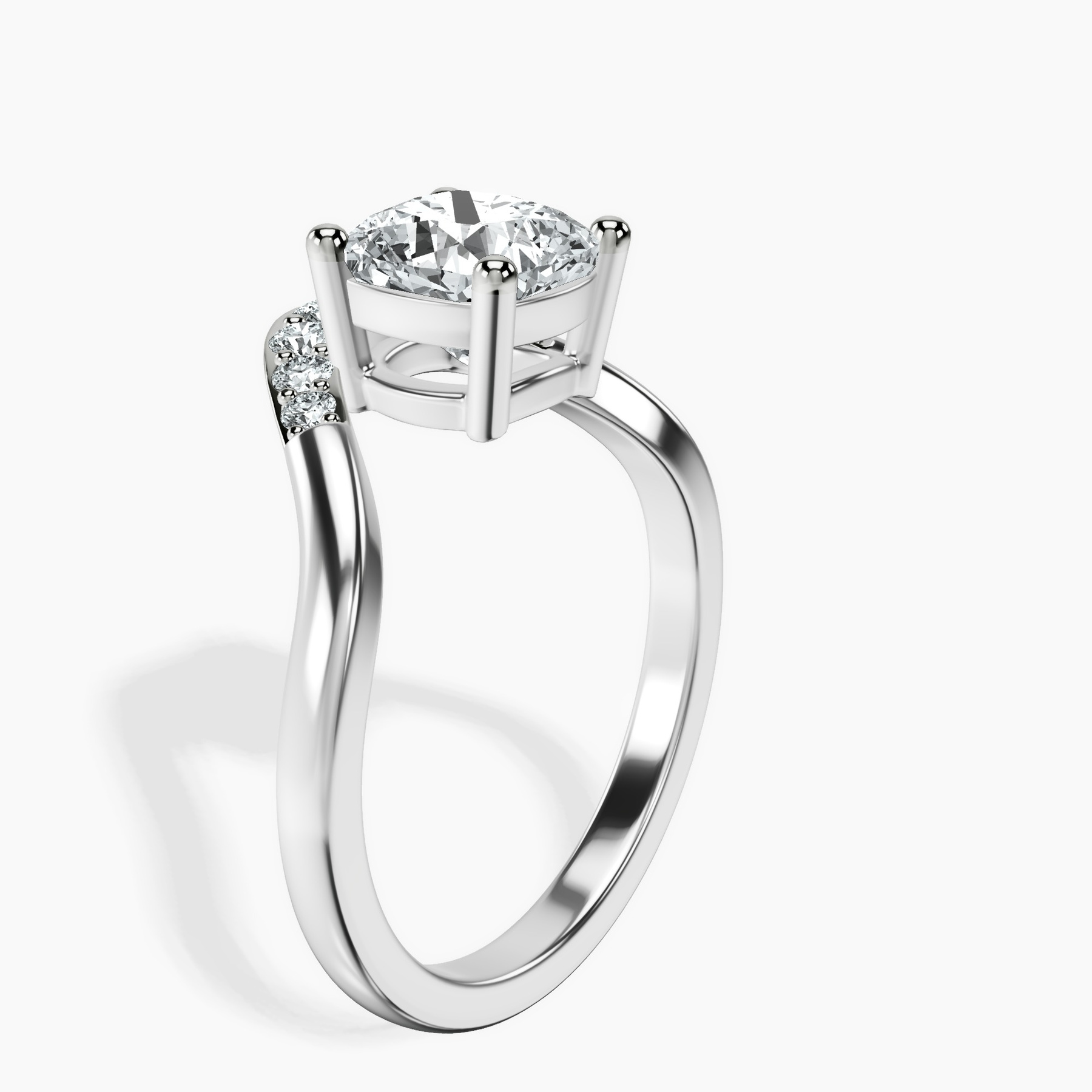 Platinum Curved Crest Lab Diamond Ring standing product image one
