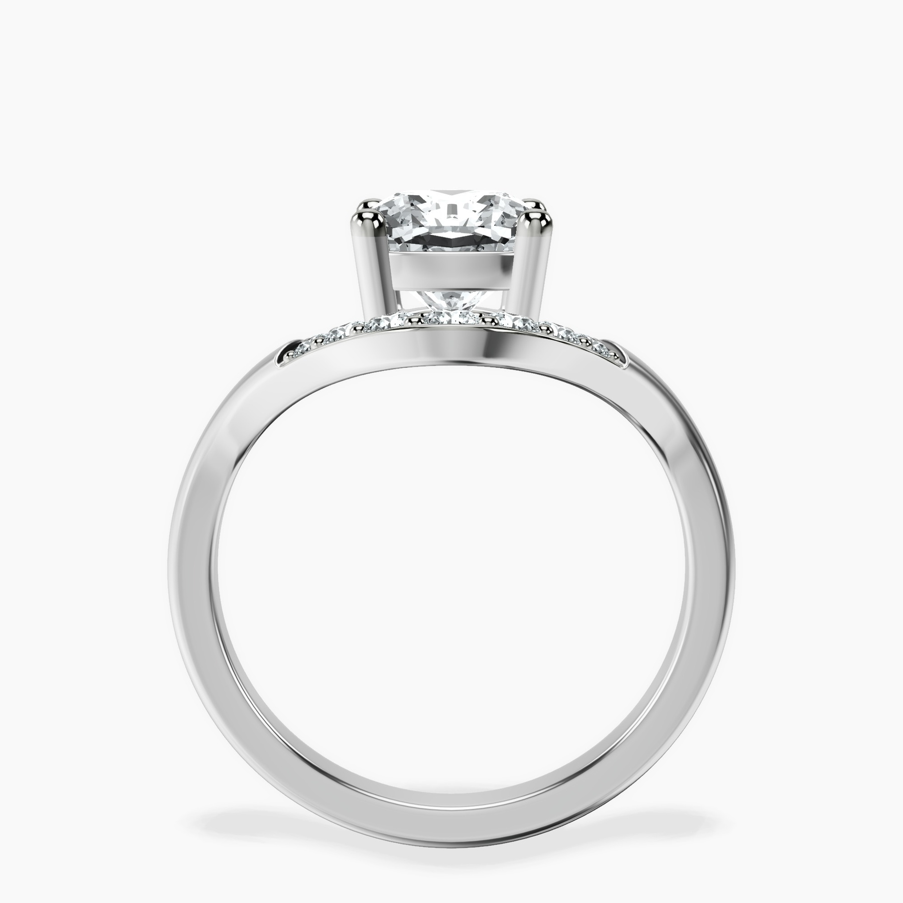 Platinum Curved Crest Lab Diamond Ring side right image one