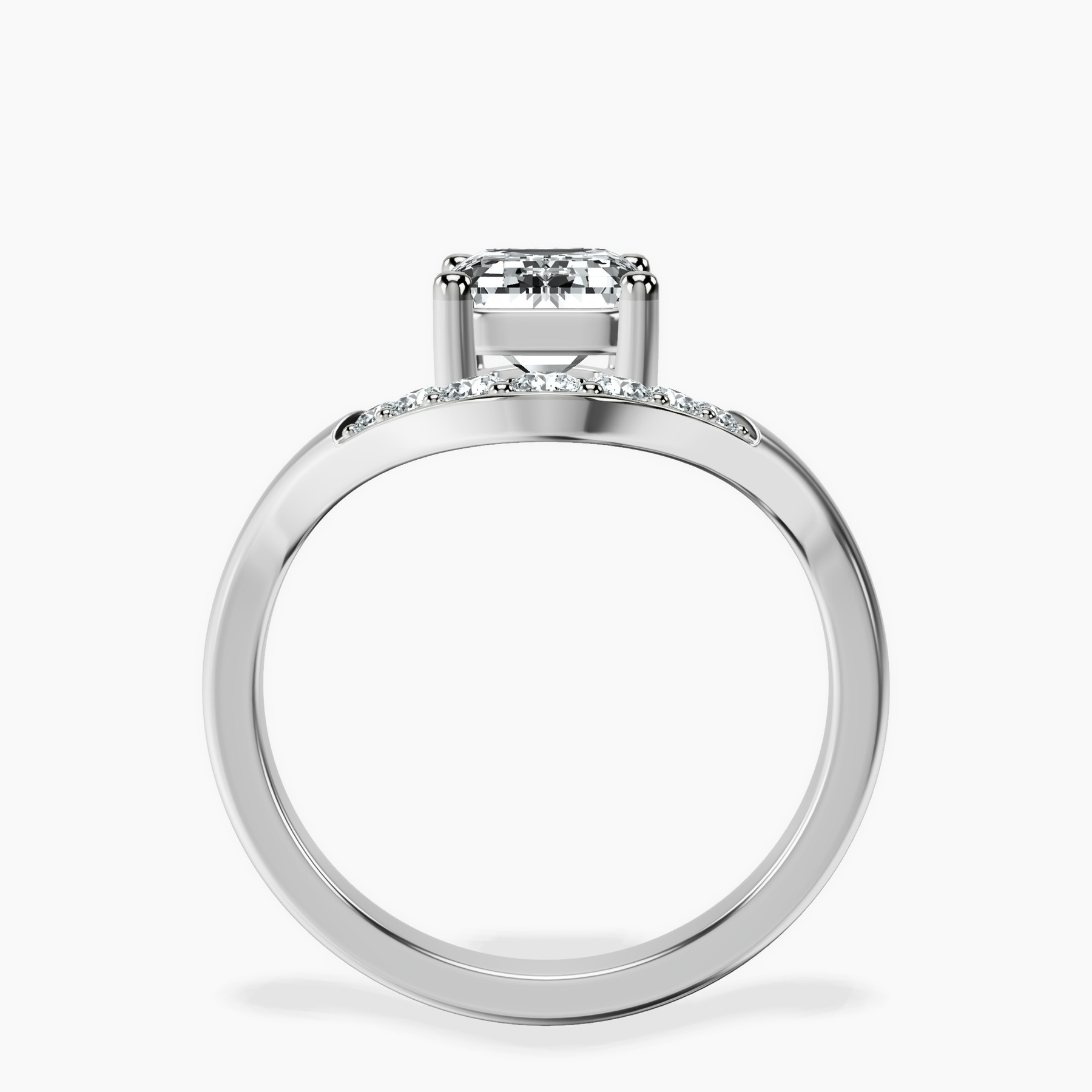 Platinum Curved Crest Lab Diamond Ring side right image one