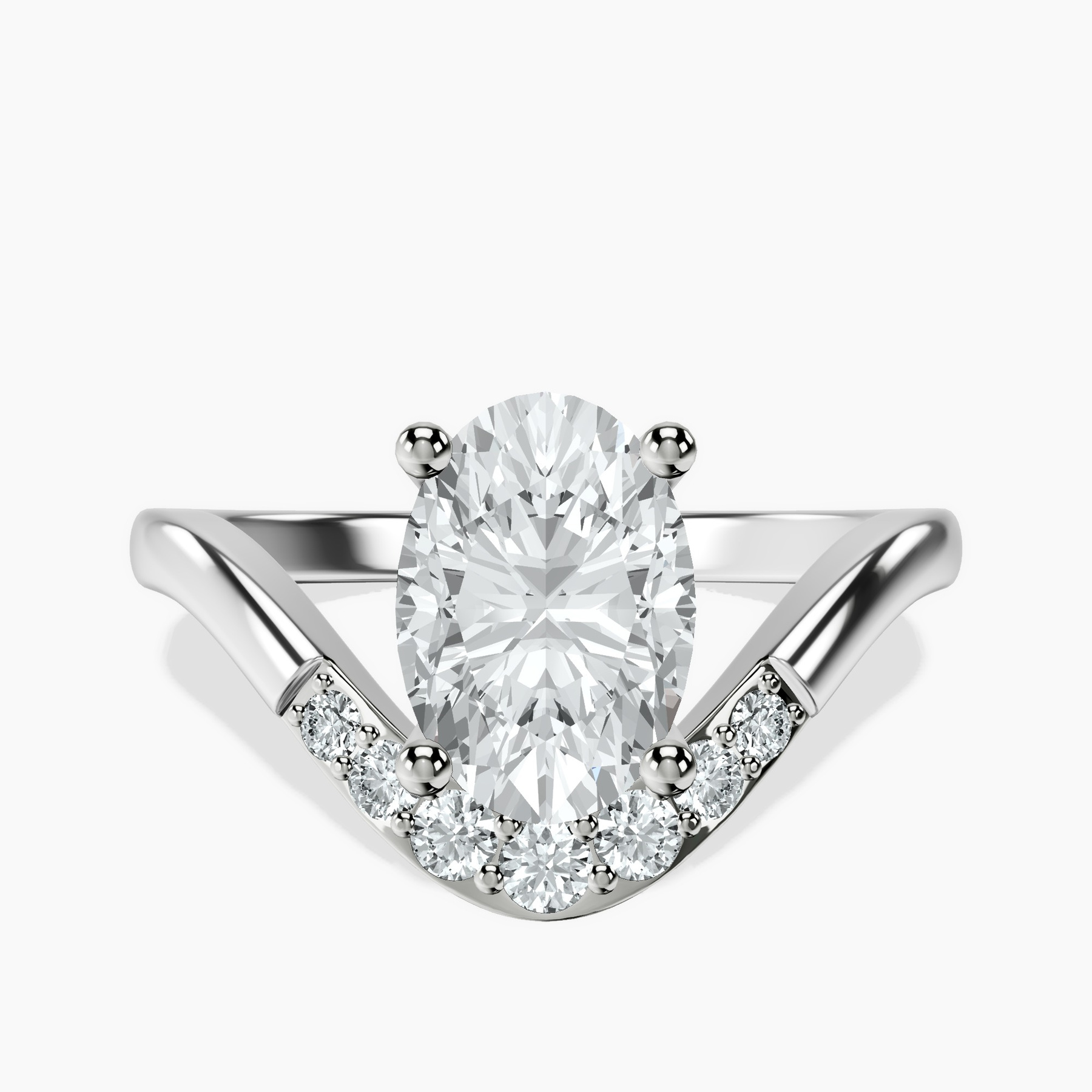 Platinum Curved Crest Lab Diamond Ring rtr top