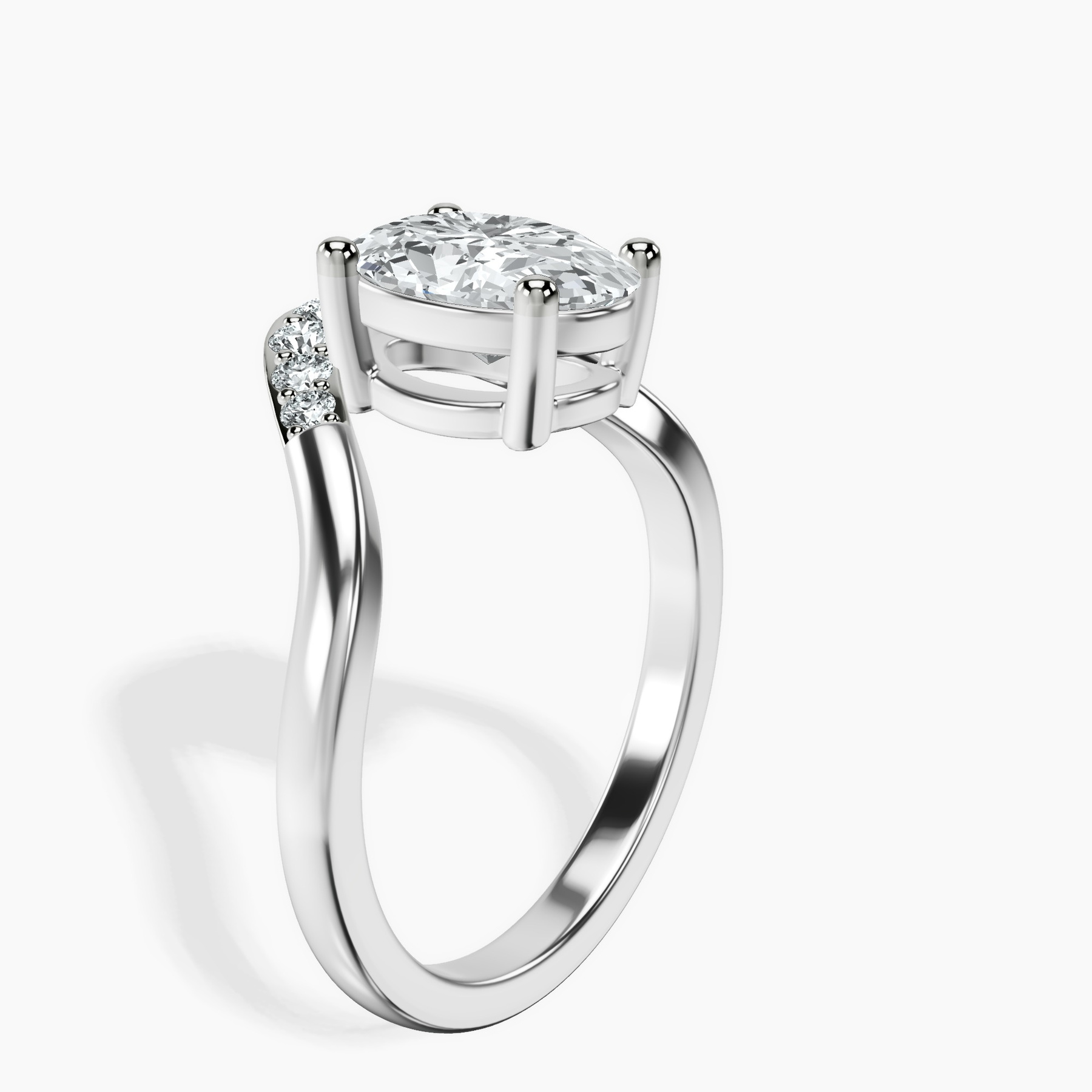 Platinum Curved Crest Lab Diamond Ring standing product image one