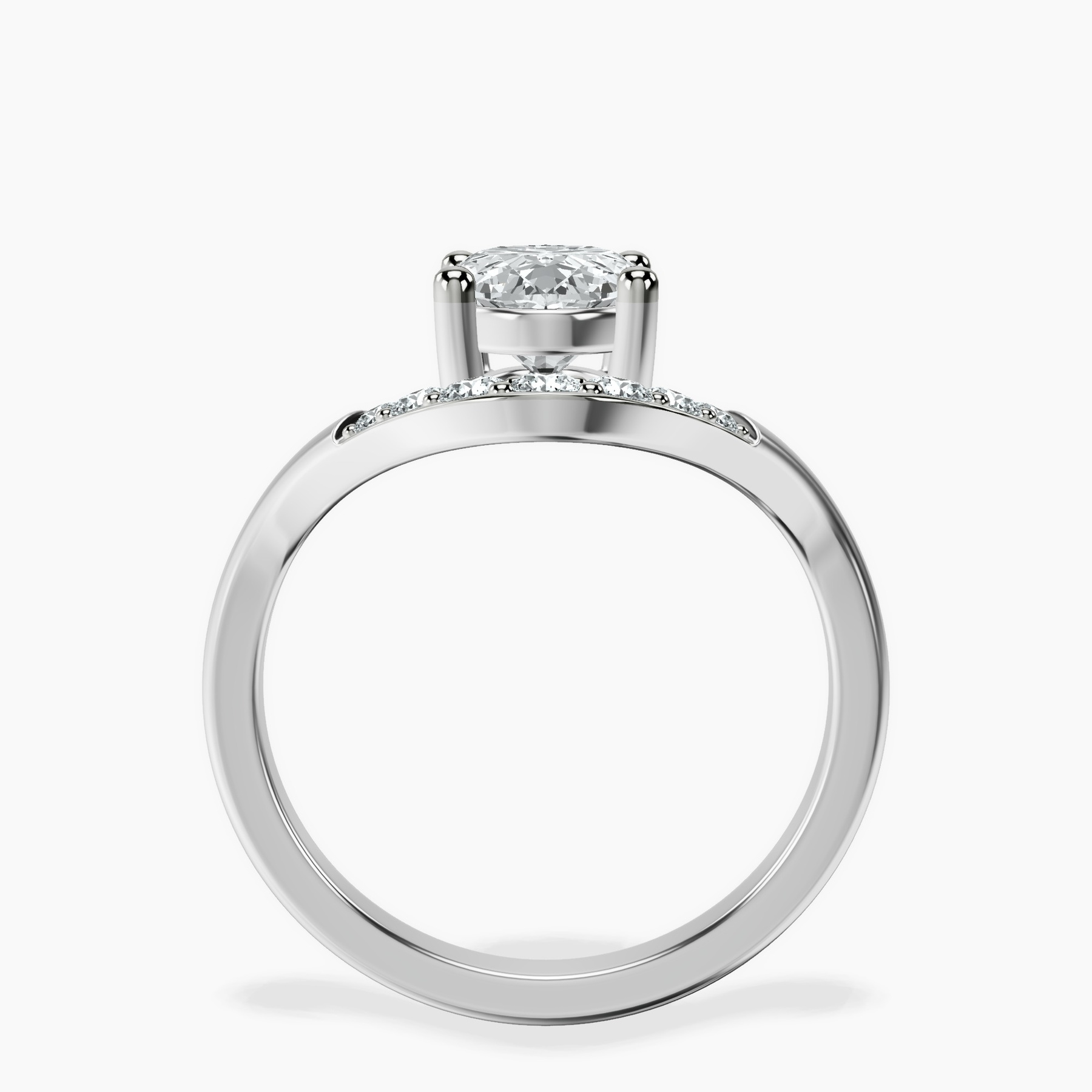 Platinum Curved Crest Lab Diamond Ring side right image one