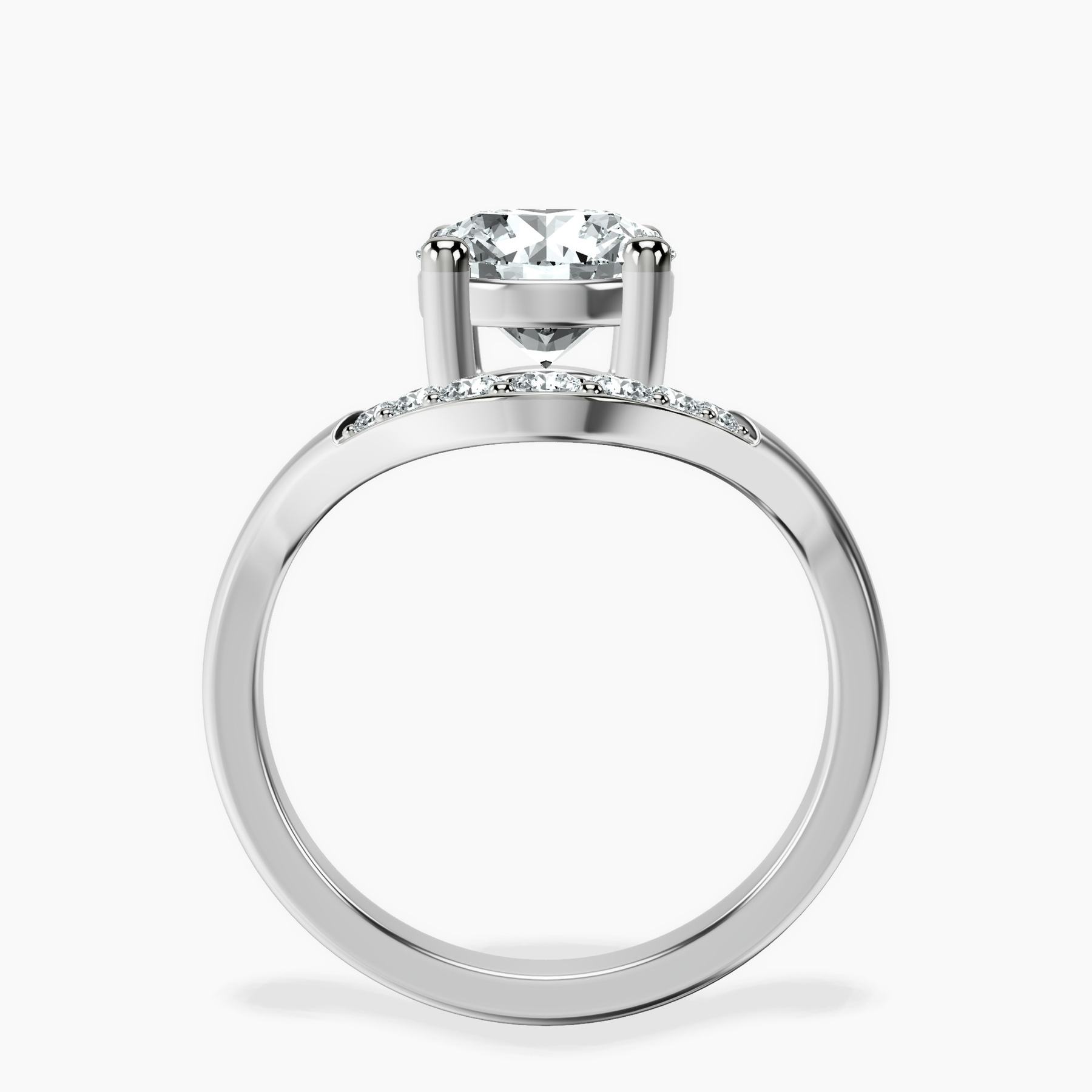 10kt White Gold Curved Crest Lab Diamond Ring side right image one